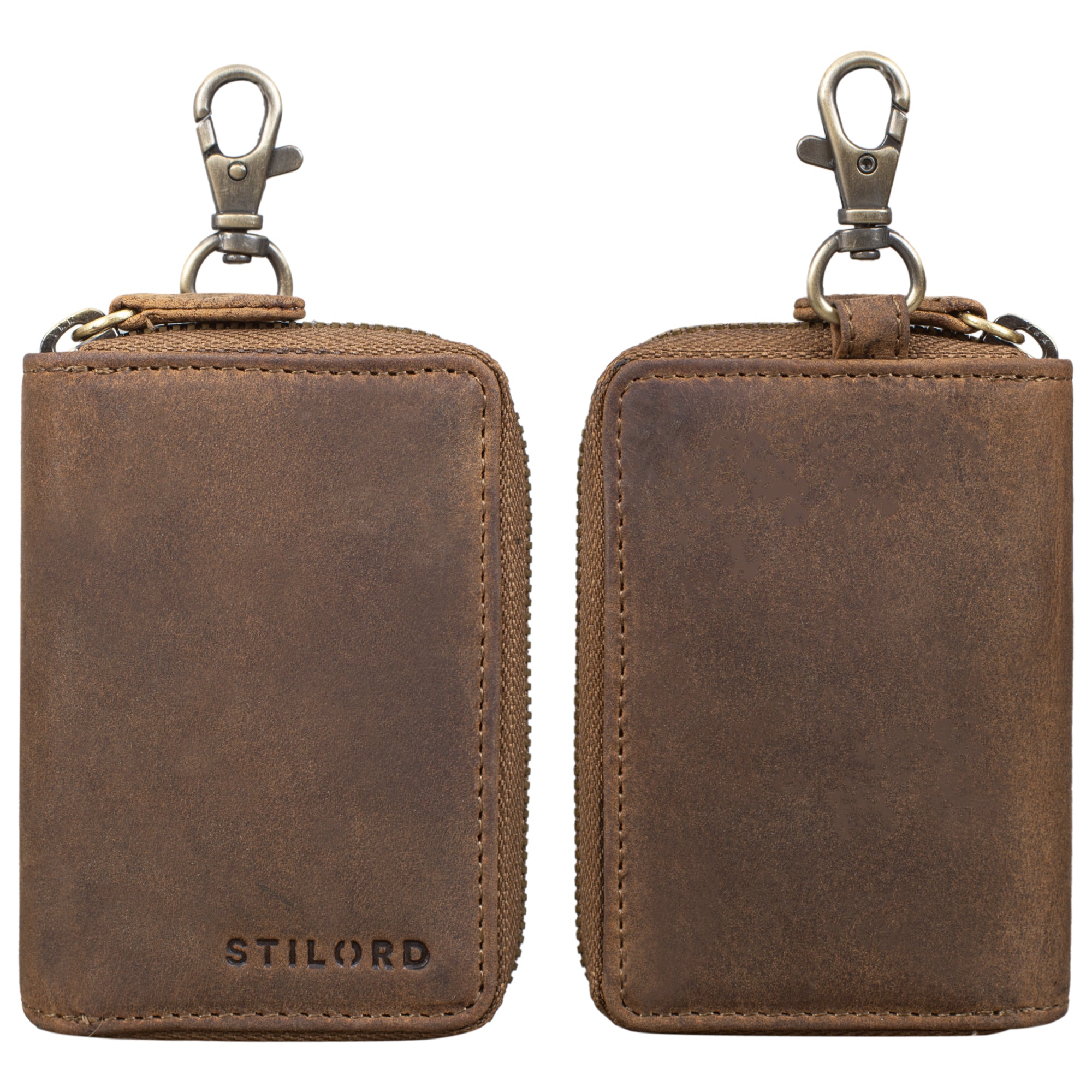 Echtleder Schlüsseltasche Herren Damen braun