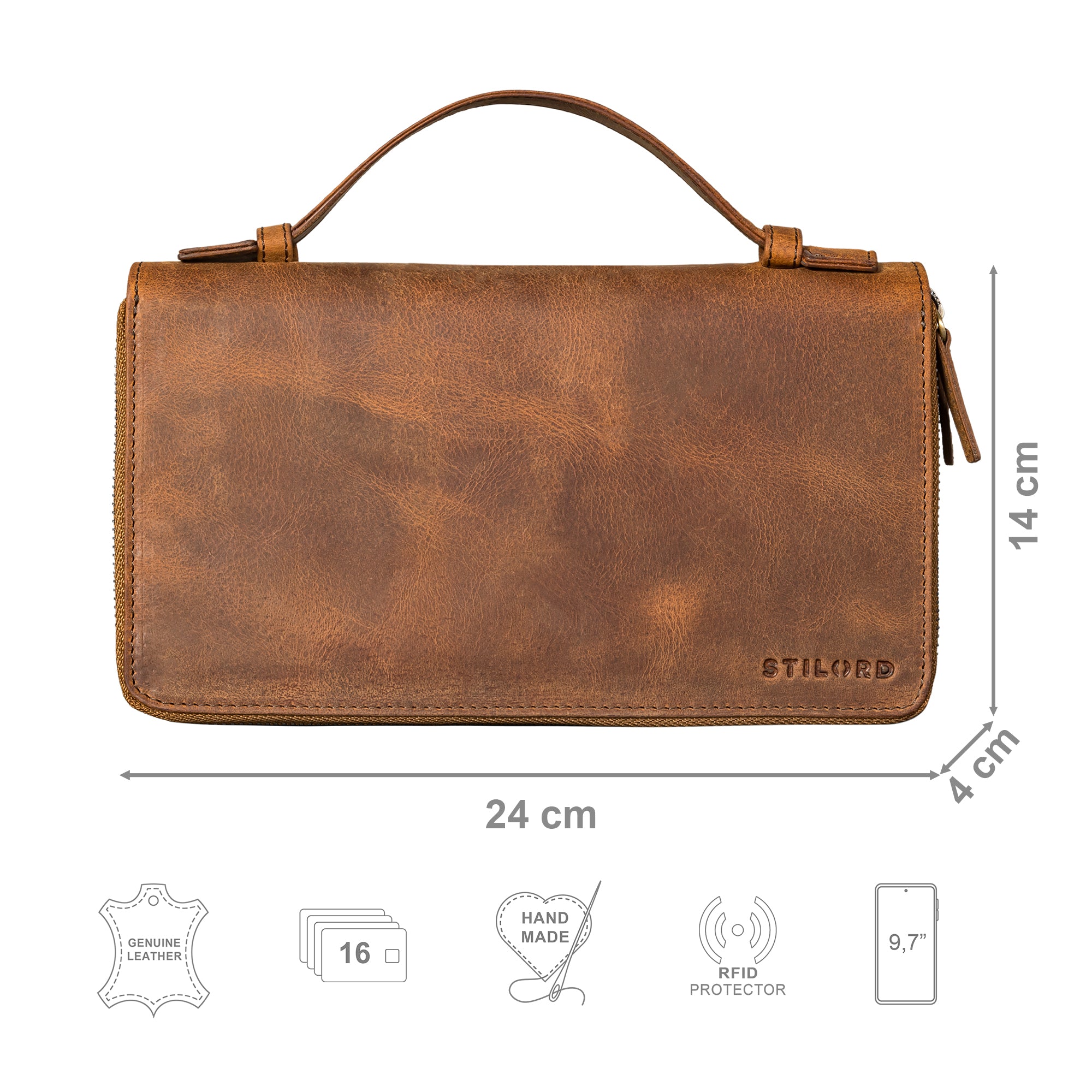 braune Handytasche mit Geldbörse für Damen