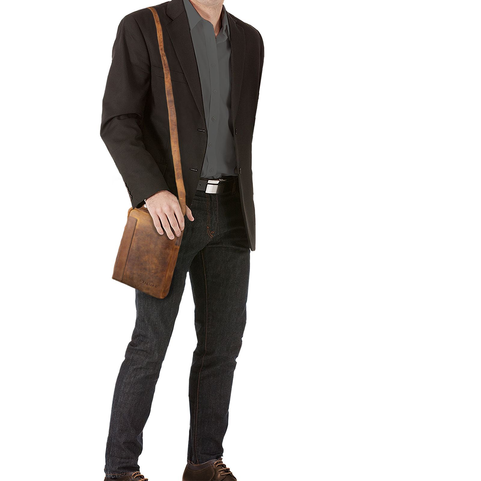 Vintage Lederhandtasche Herren klein