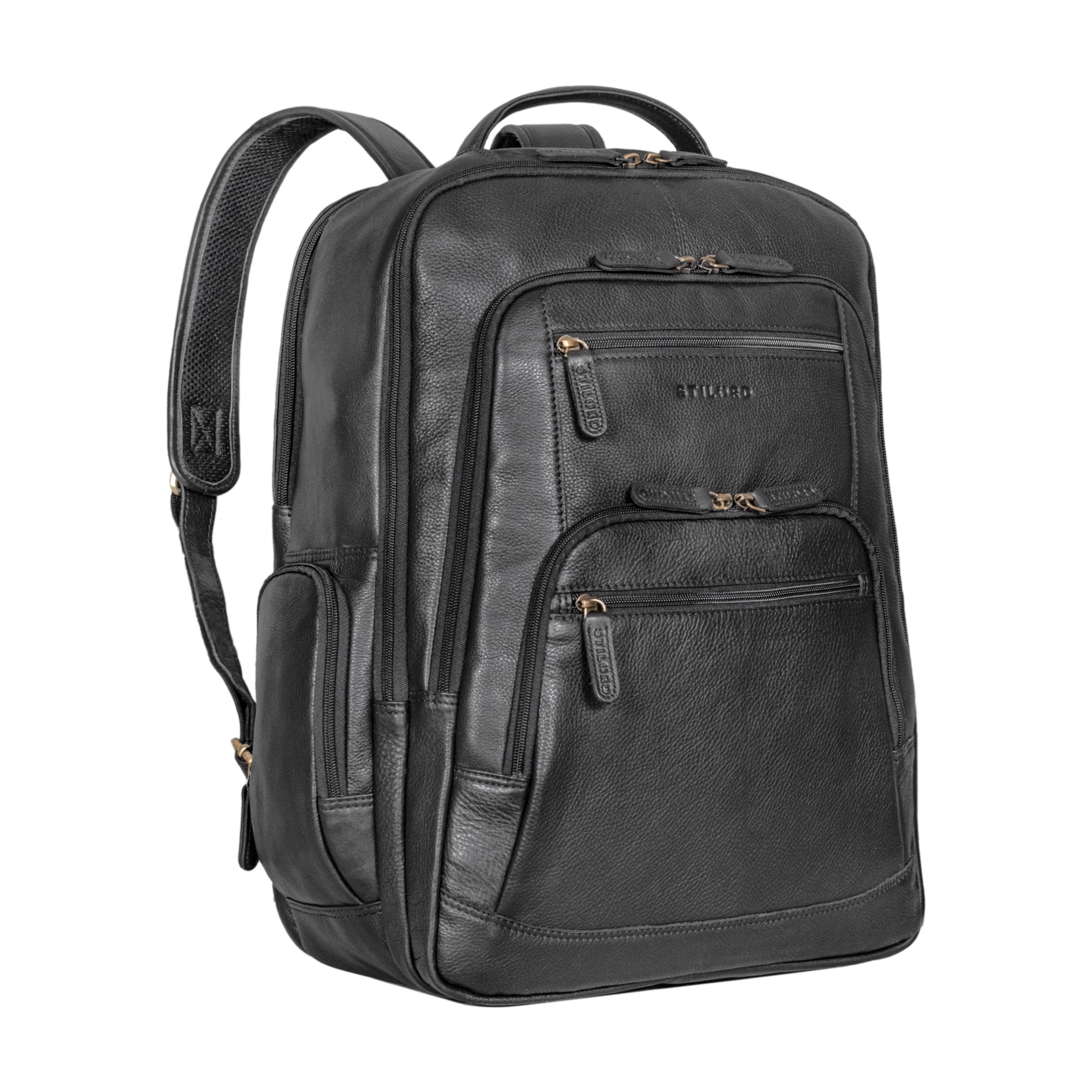 Herren und Damen Rucksack Leder Groß mit Laptop Fach 18 Zoll schwarz