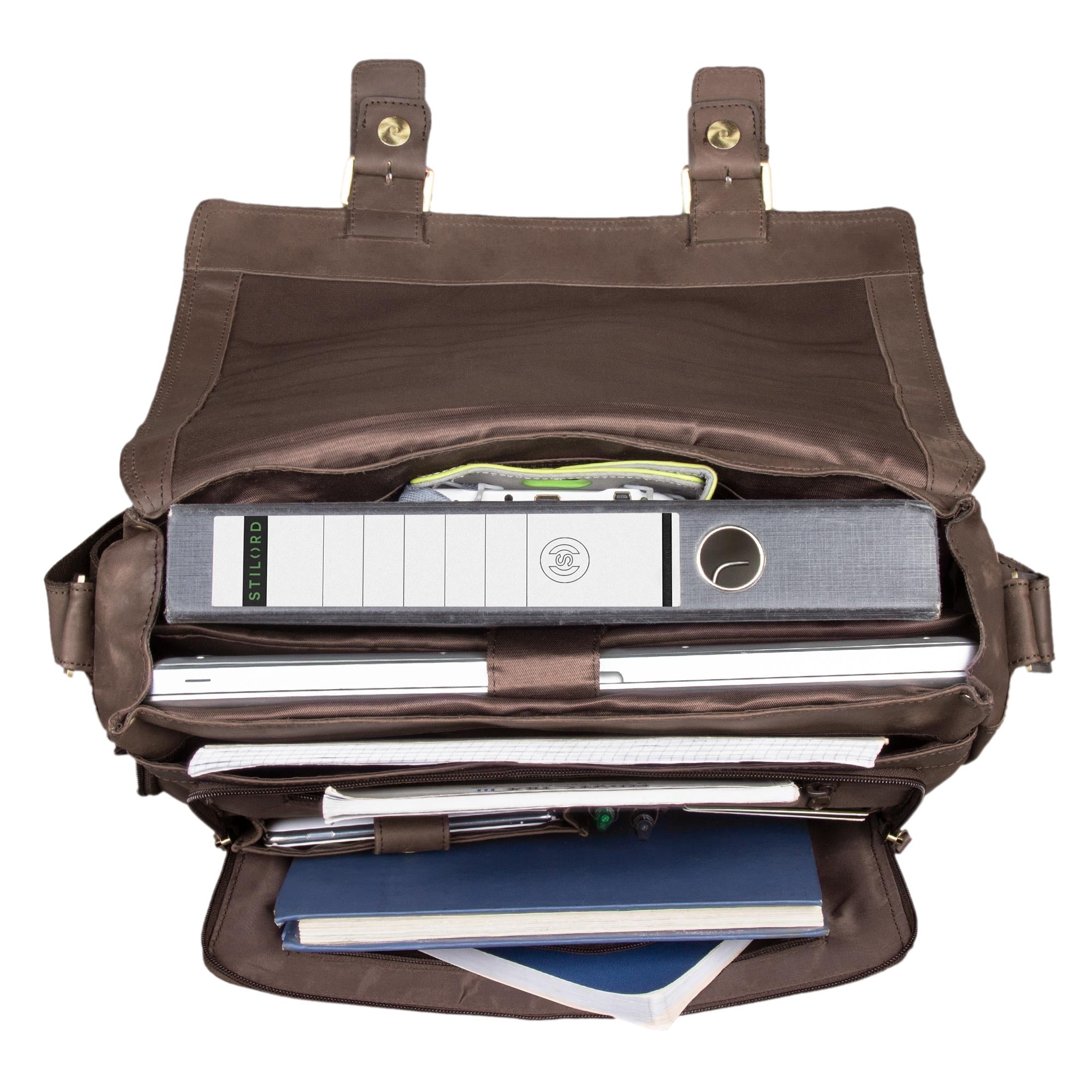 Schultertasche Leder dunkelbraun