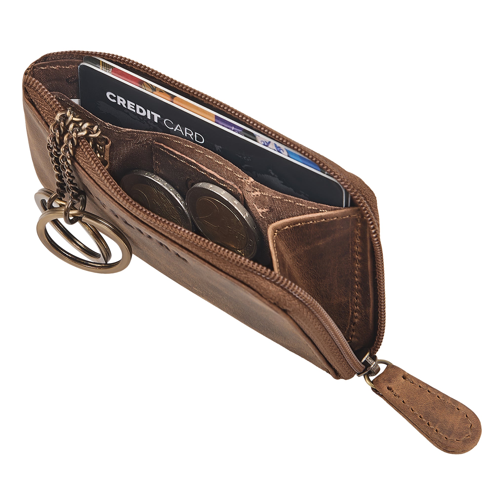 leder schlüsselmäppchen für herren braun