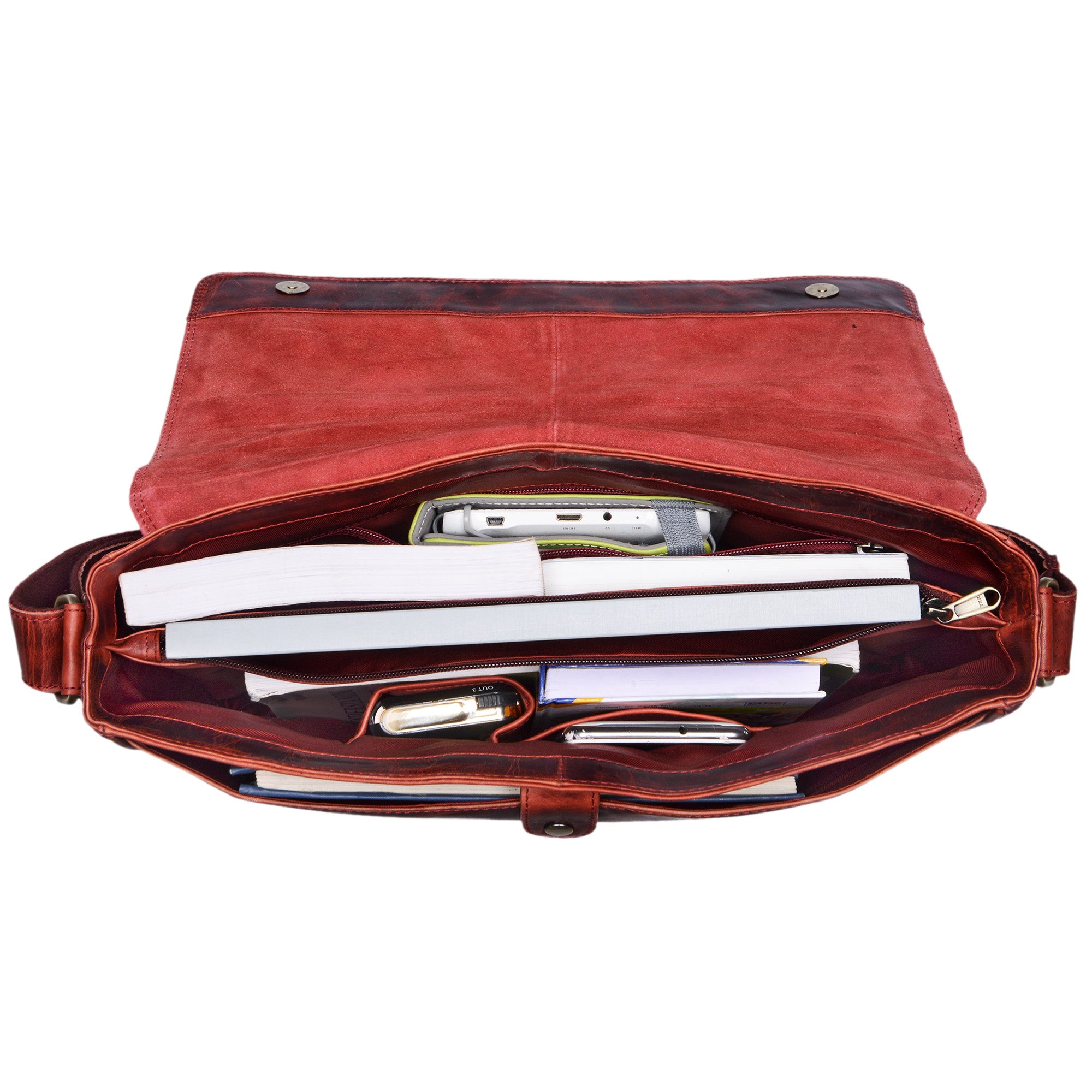 Rote Ledertasche zum Umhängen