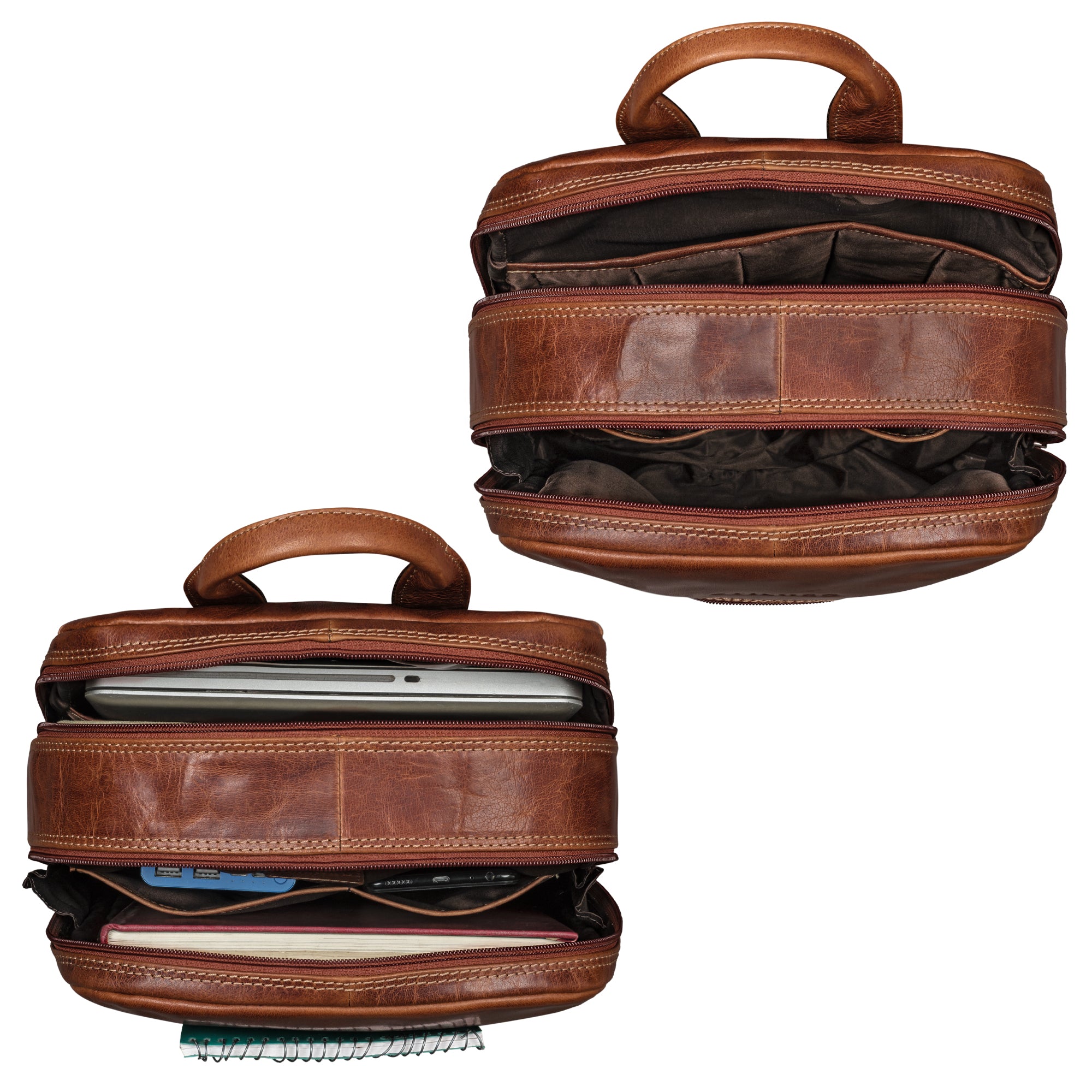 2-in-1 Lederrucksack als Laptoptasche und Dokumententasche