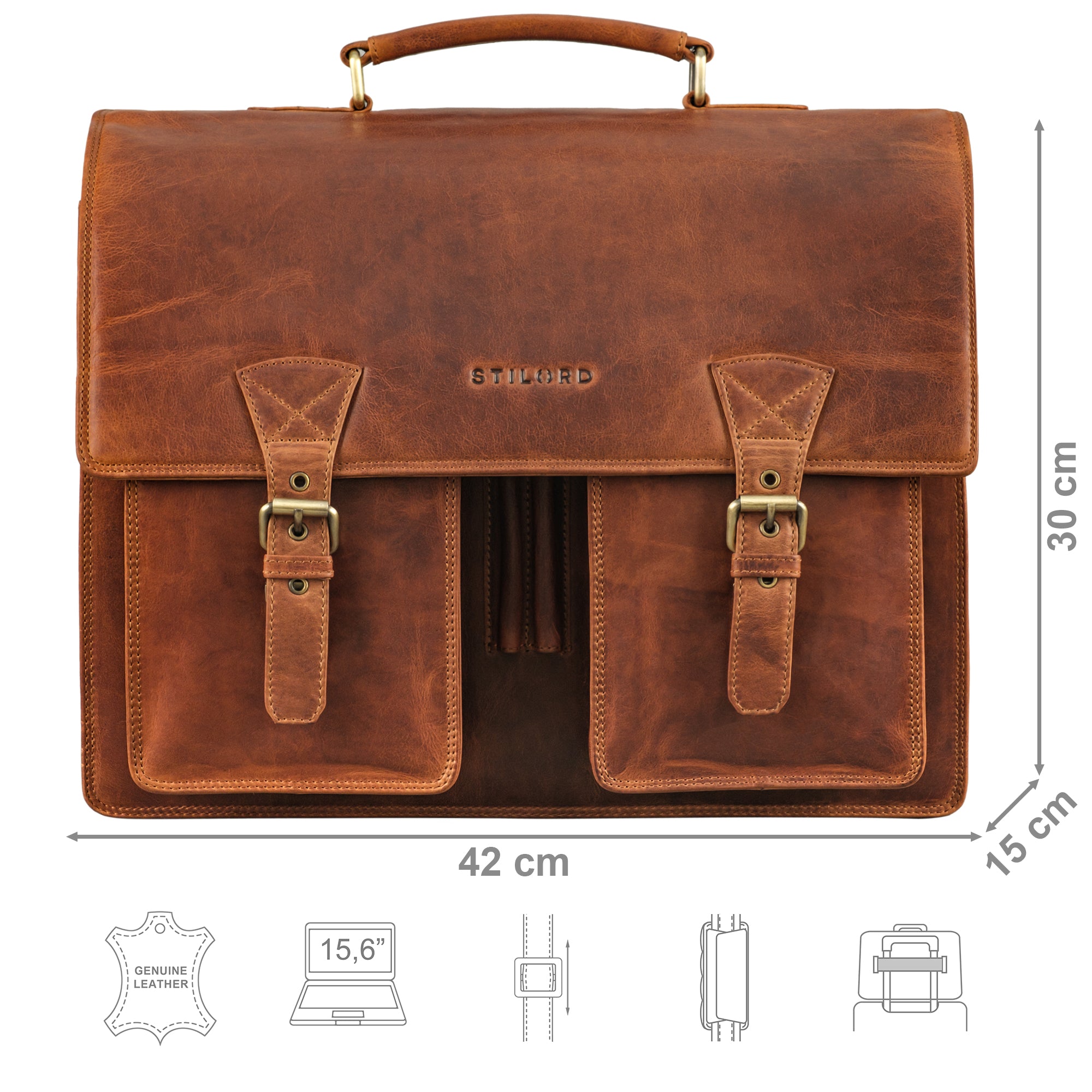 Lehrertasche Damen Leder braun