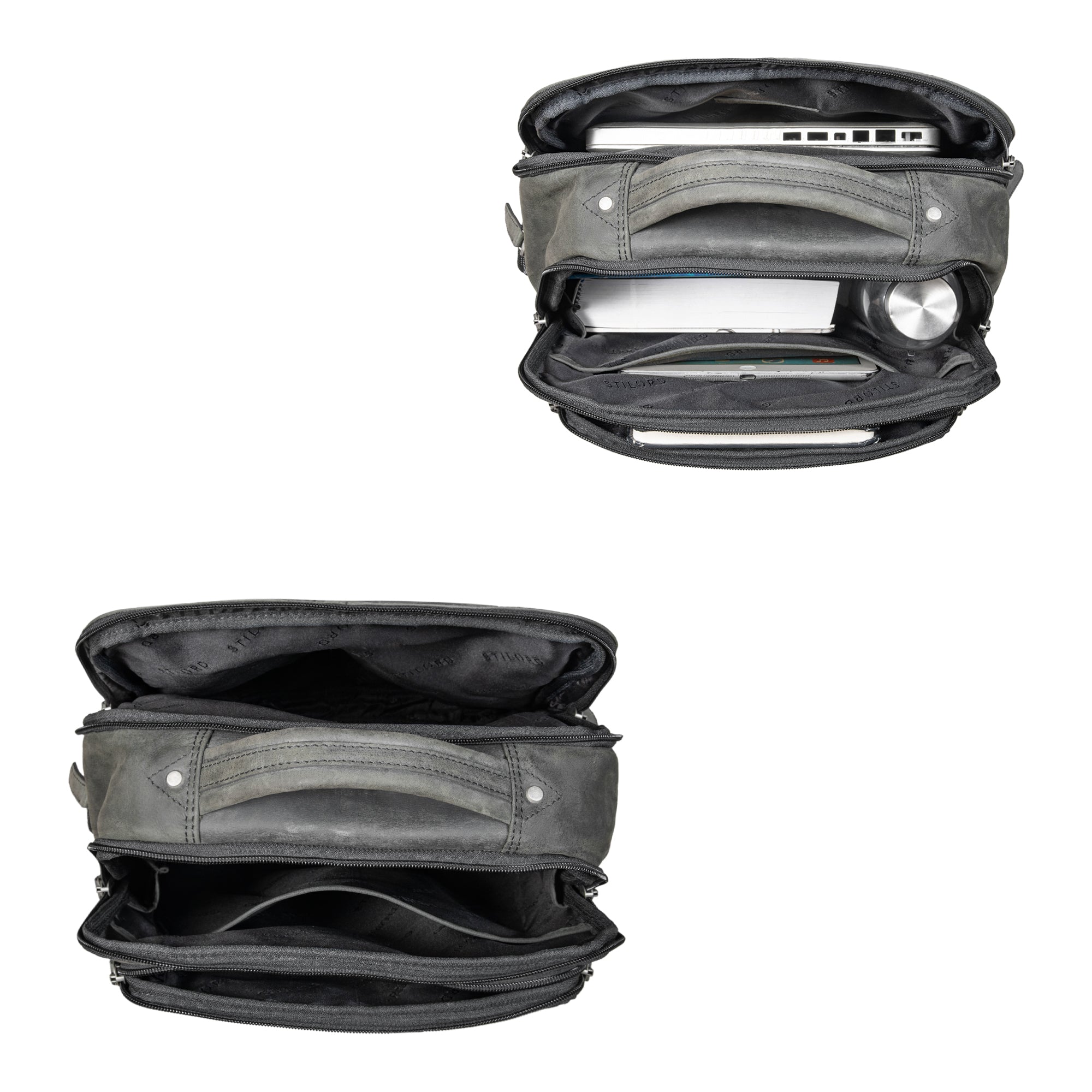Laptoptrucksack 15.6 Zoll Leder grau