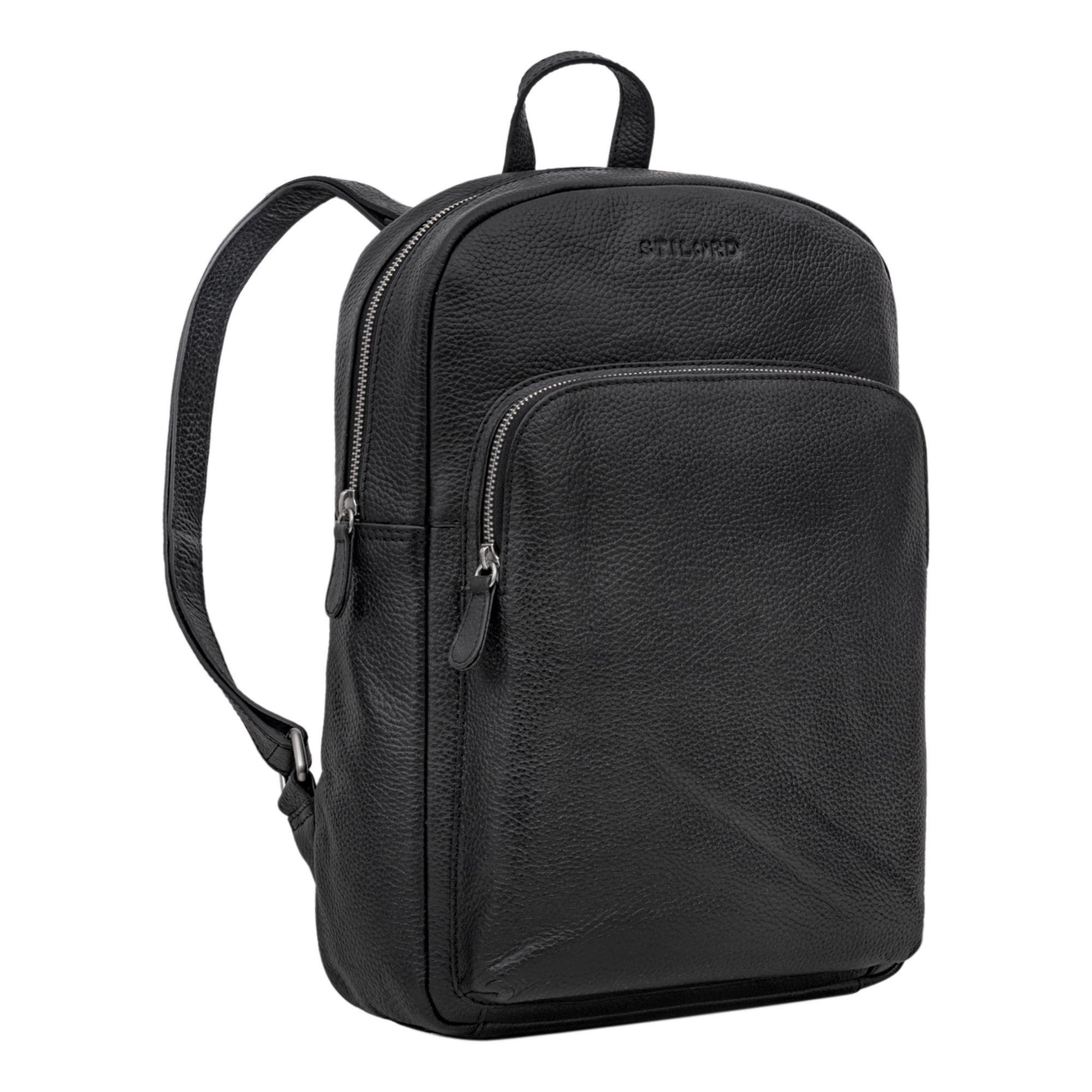 Großer Arbeitsrucksack Leder Vintage Unisex schwarz