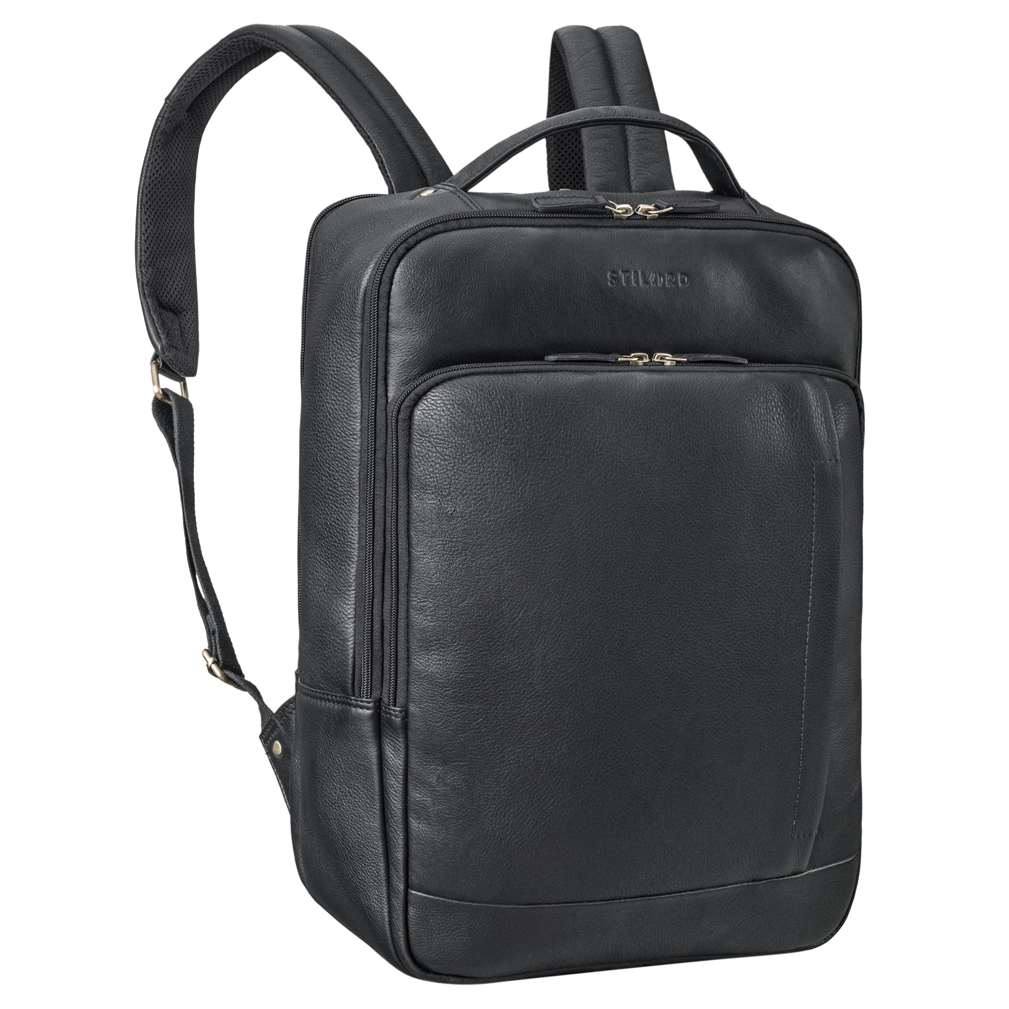 Laptoprucksack Leder groß schwarz für Herren und Damen