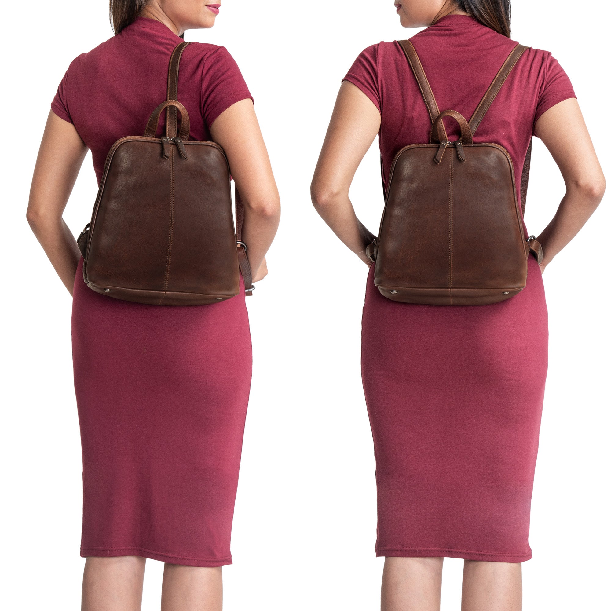 Dunkelbrauner Lederrucksack Damen