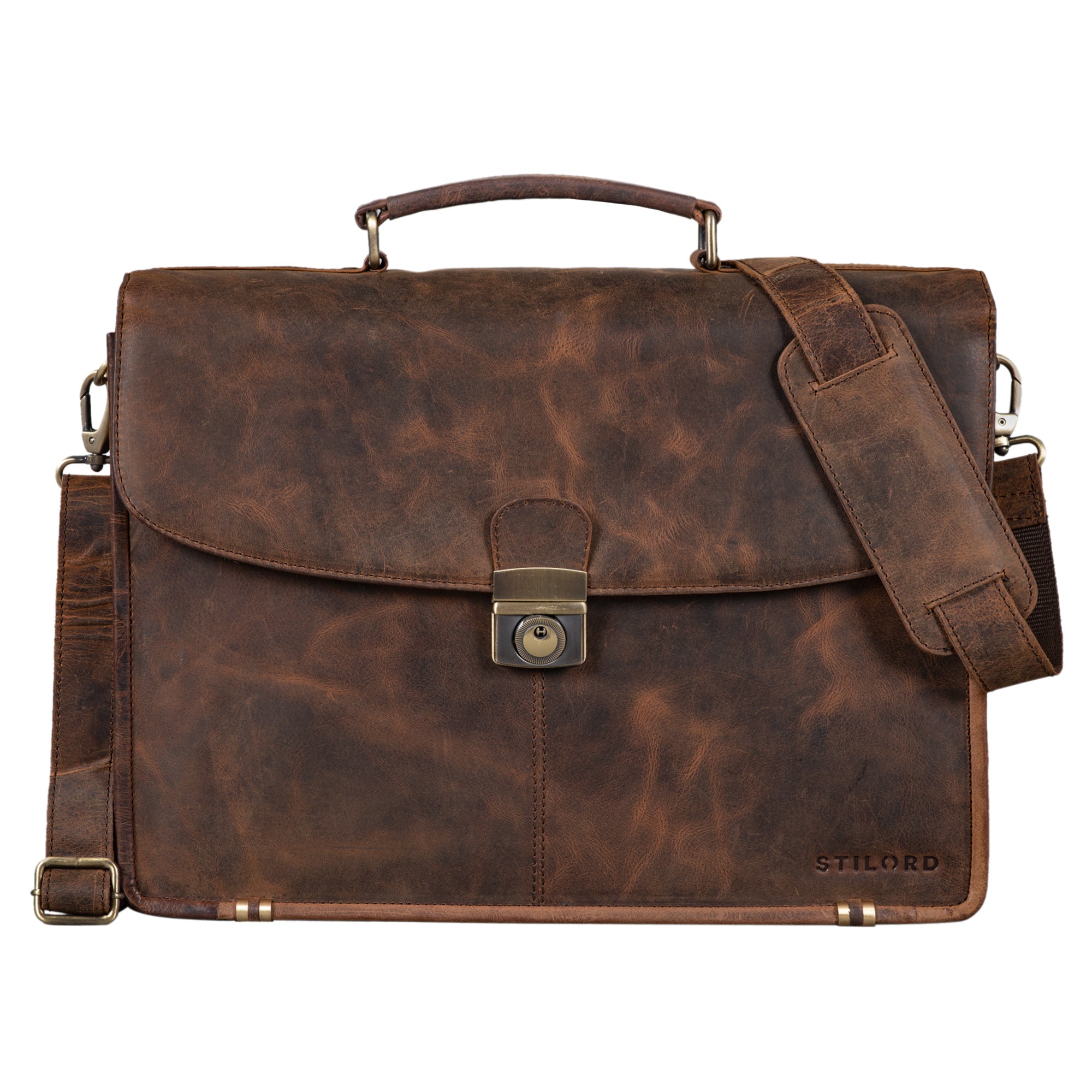 Leder Schultertasche Herren braun