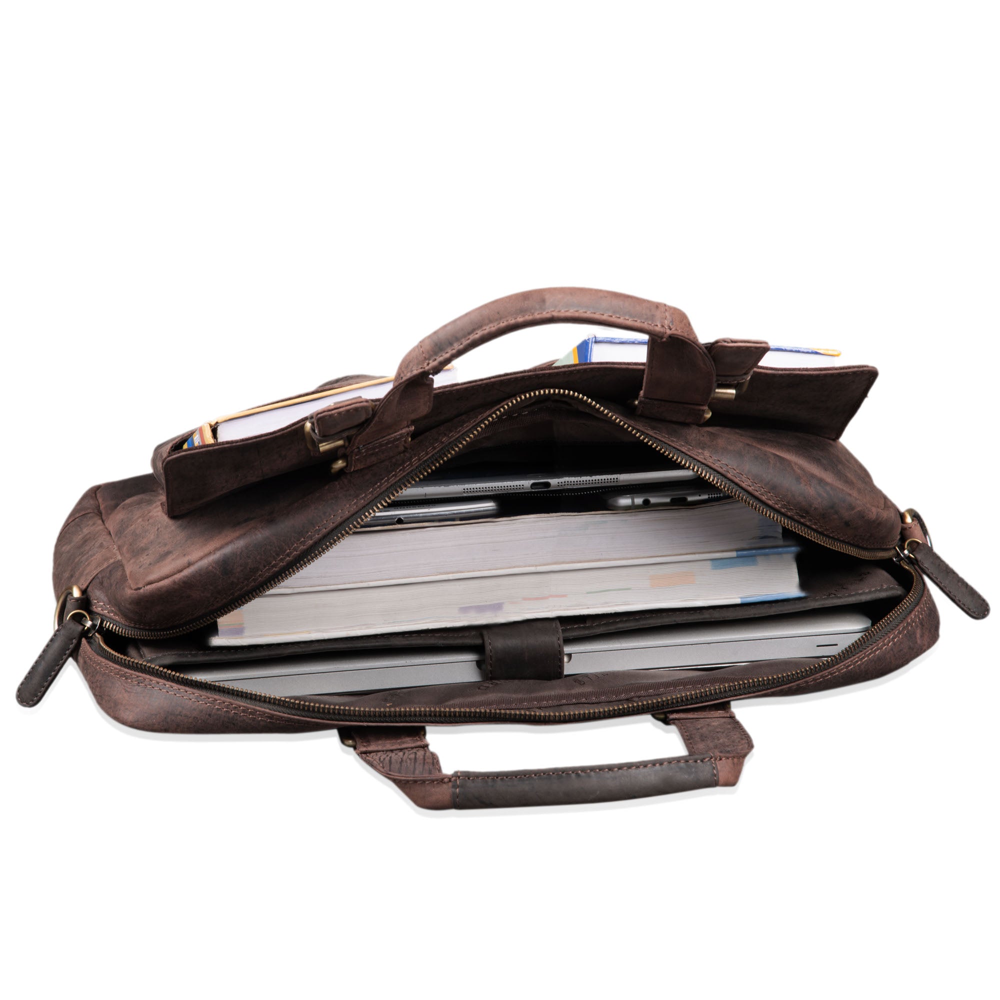 Große Leder Bürotasche Vintage braun