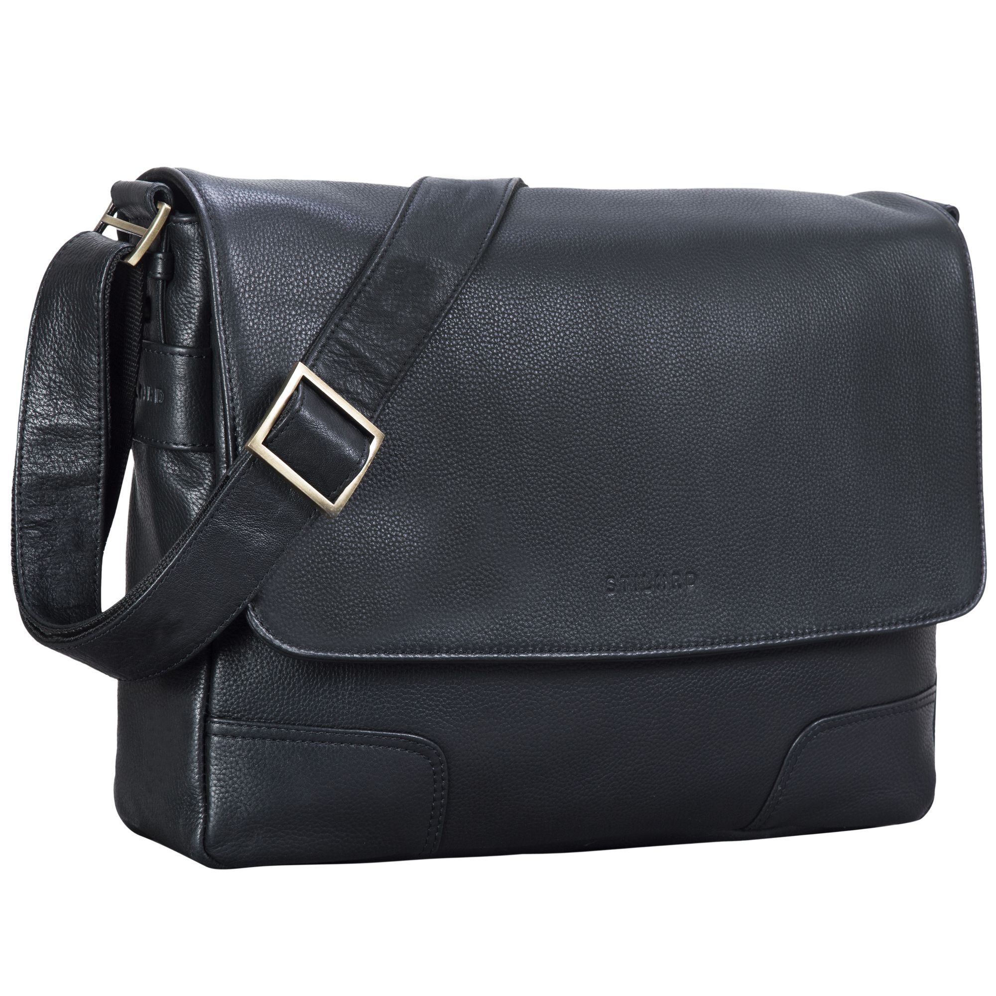 Leder Messenger Bag schwarz