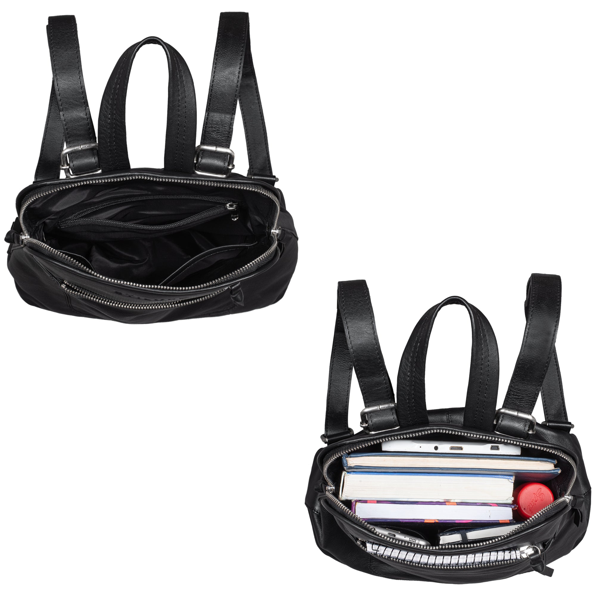 Rucksack Tasche Leder schwarz
