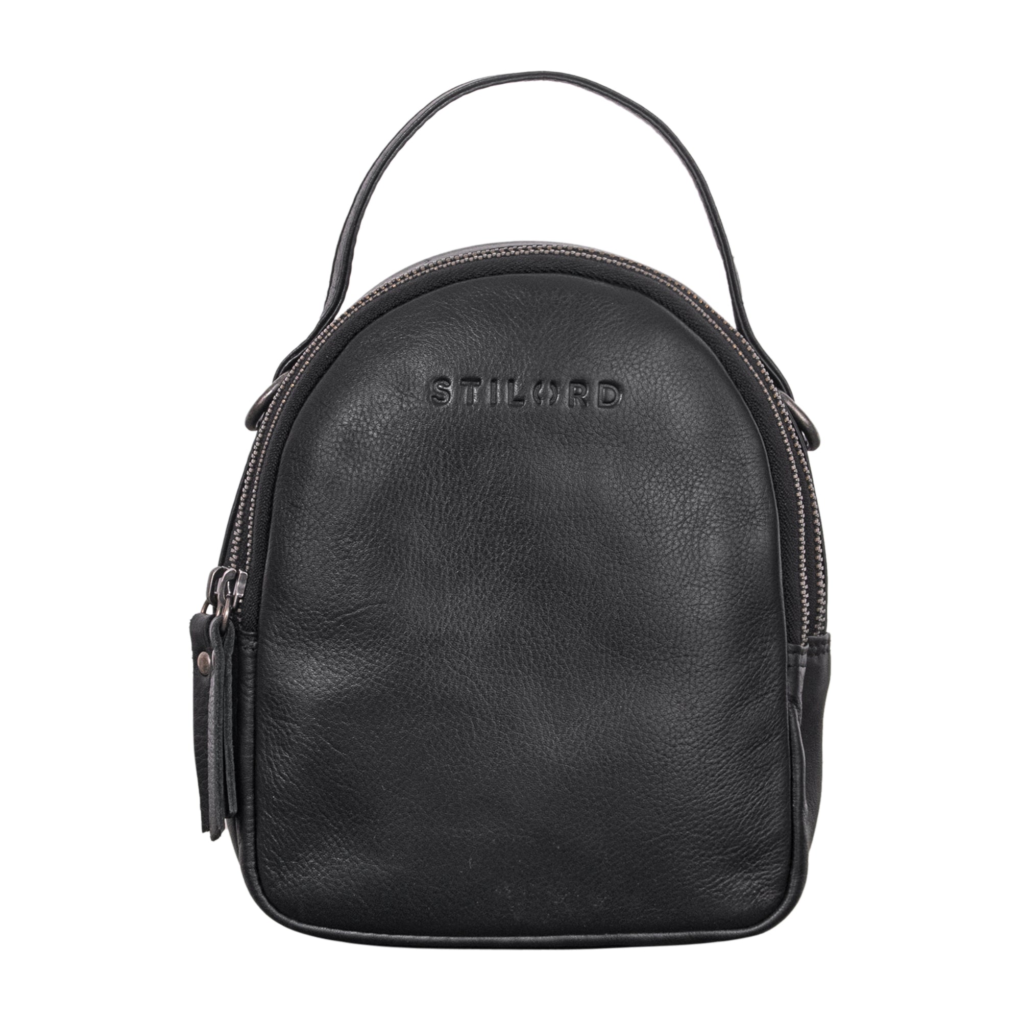 Leder rucksack tasche damen schwarz