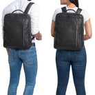 Grosser Fahrrad Rucksack echtes Leder schwarz