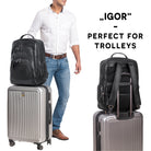 Rucksacktasche Leder Herren schwarz