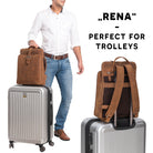 Rucksack Echtleder mit Trolleyhalter