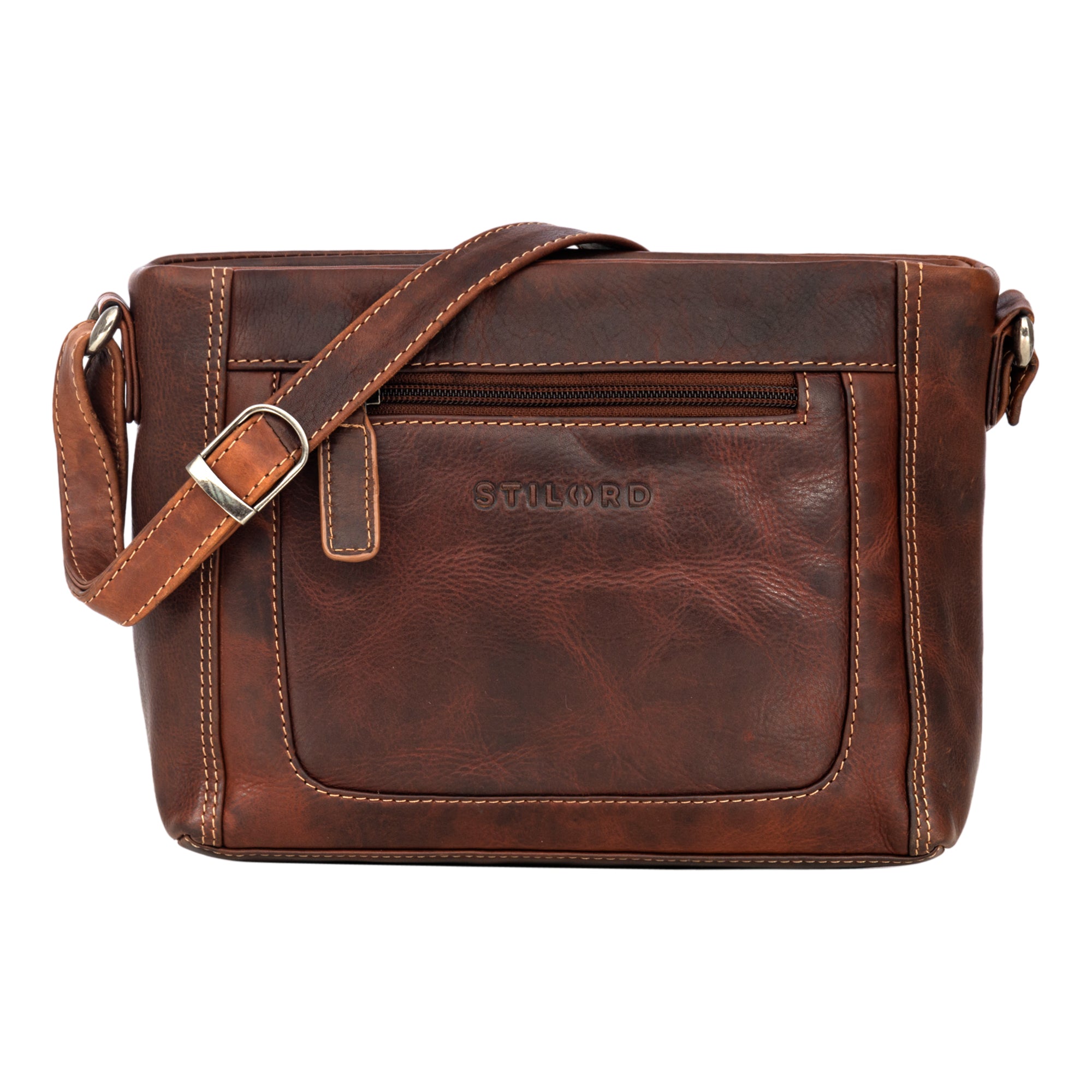 Handtasche Freizeit Damen Leder cognac mittel Groß