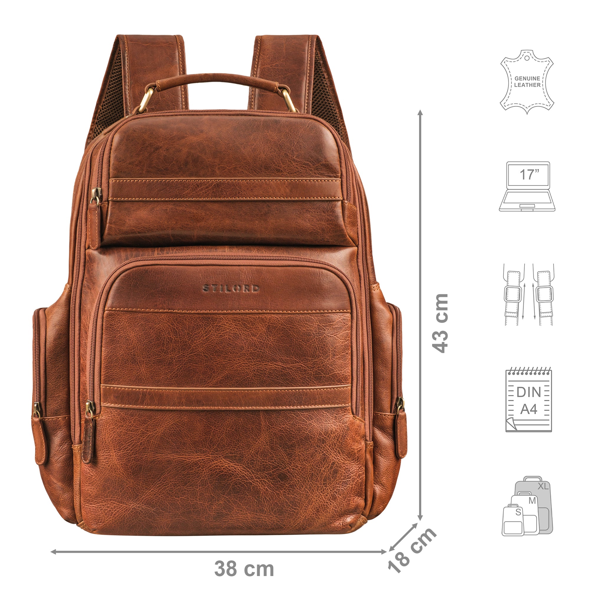 Vintage Leder Rucksack Groß