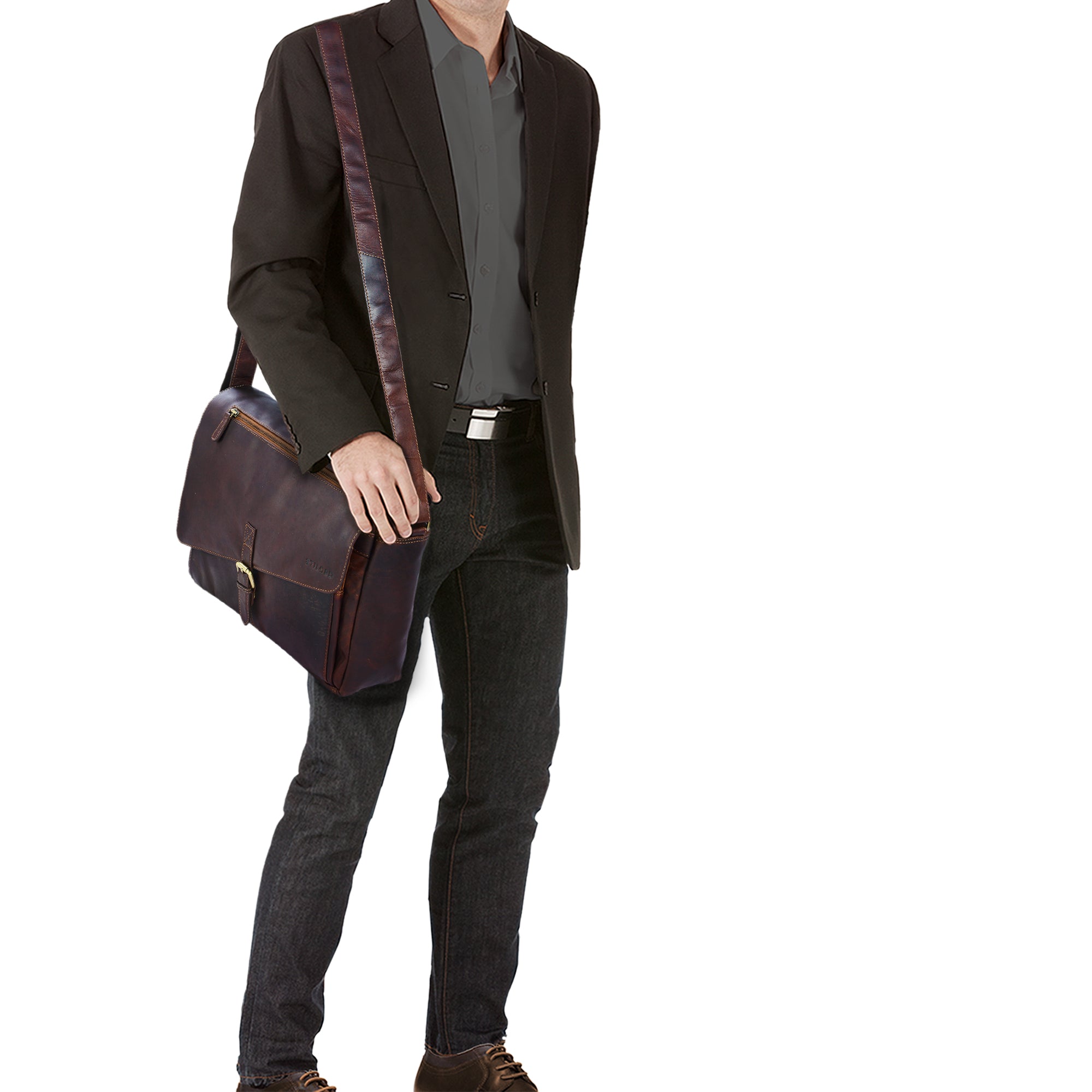 Vintage Schultertasche Leder Herren