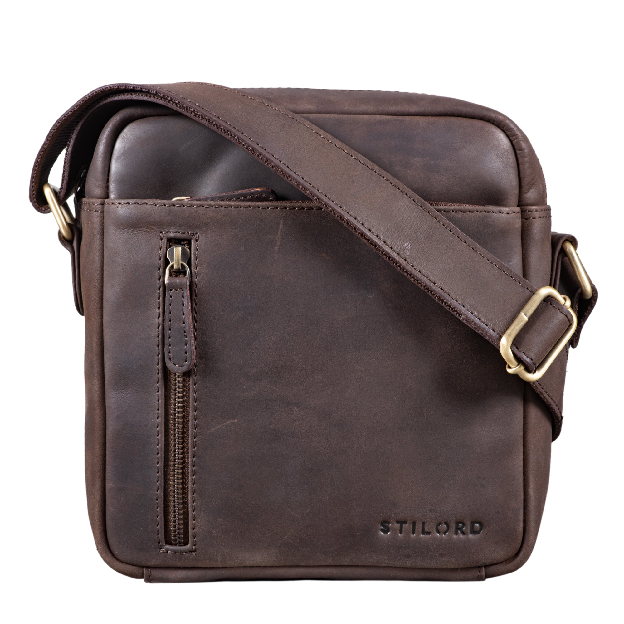 Vintage Leder Messenger Bag Herren klein