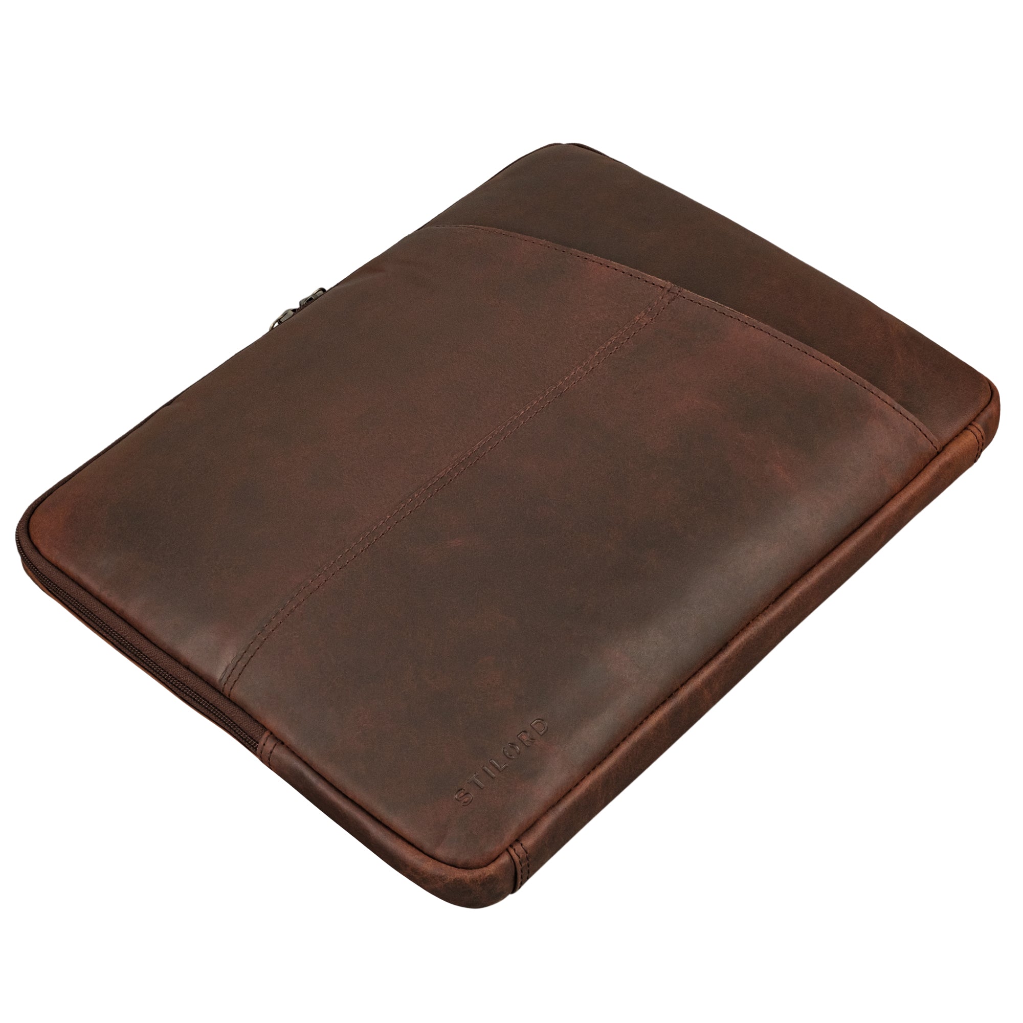 Laptoptasche Leder dunkelbraun mit vorderem Reißverschlussfach