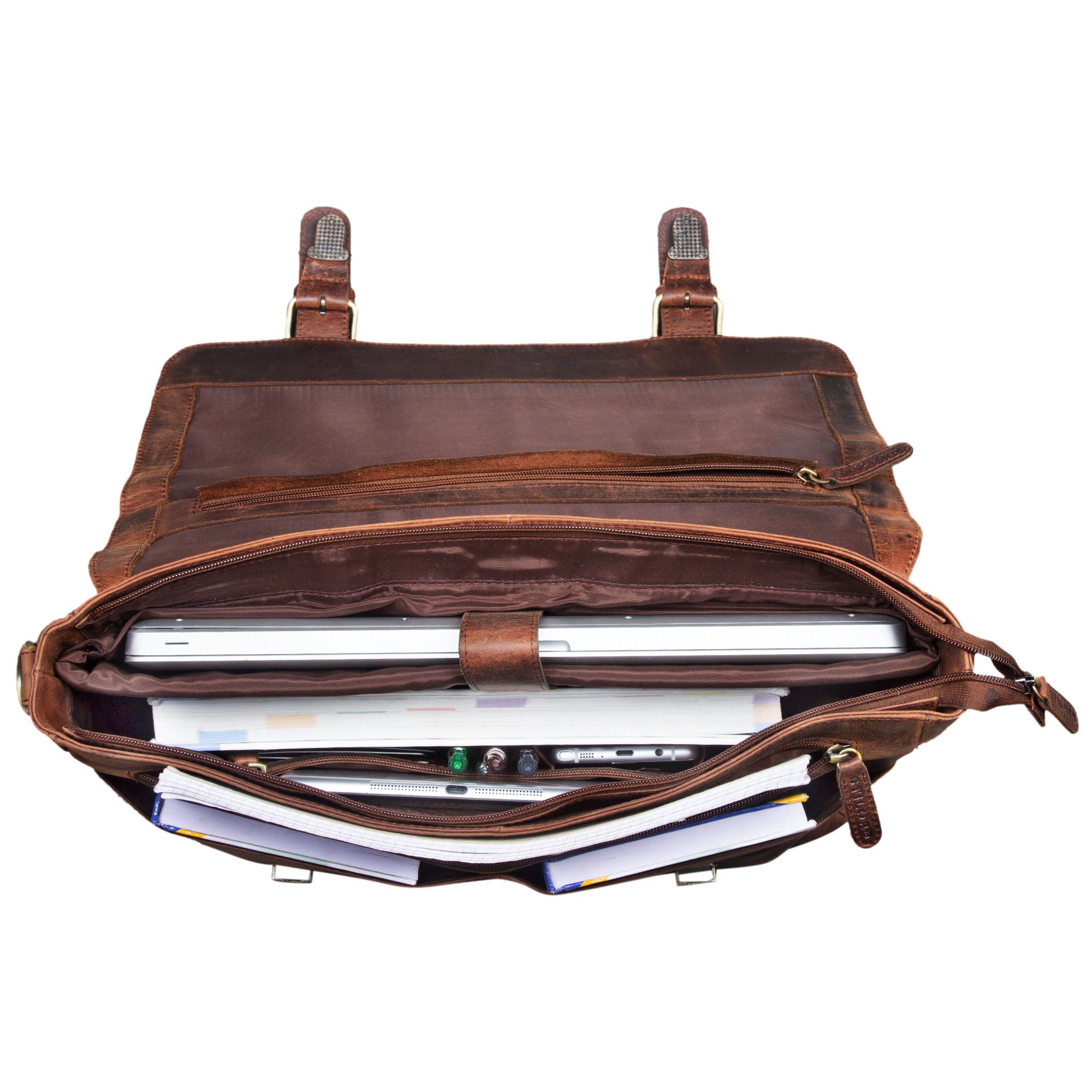 Ledertasche Aktentasche Trolley Aufsteckbar