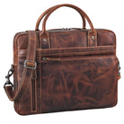 Große Henkeltasche Leder braun aus der schrägen Frontalperspektive