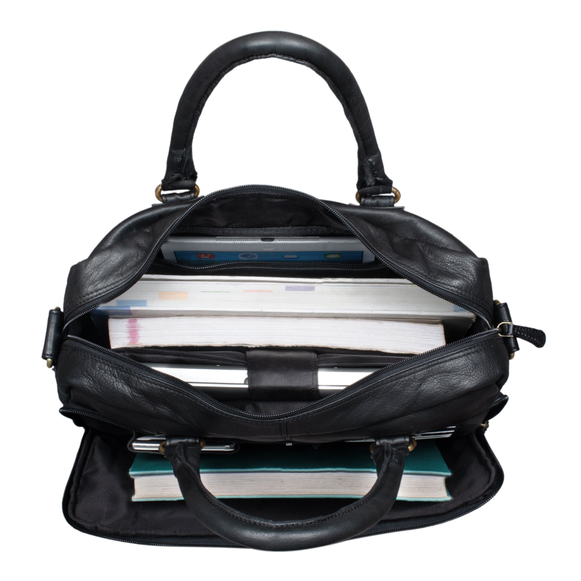 Klassische Ledertasche Arbeitstasche schwarz