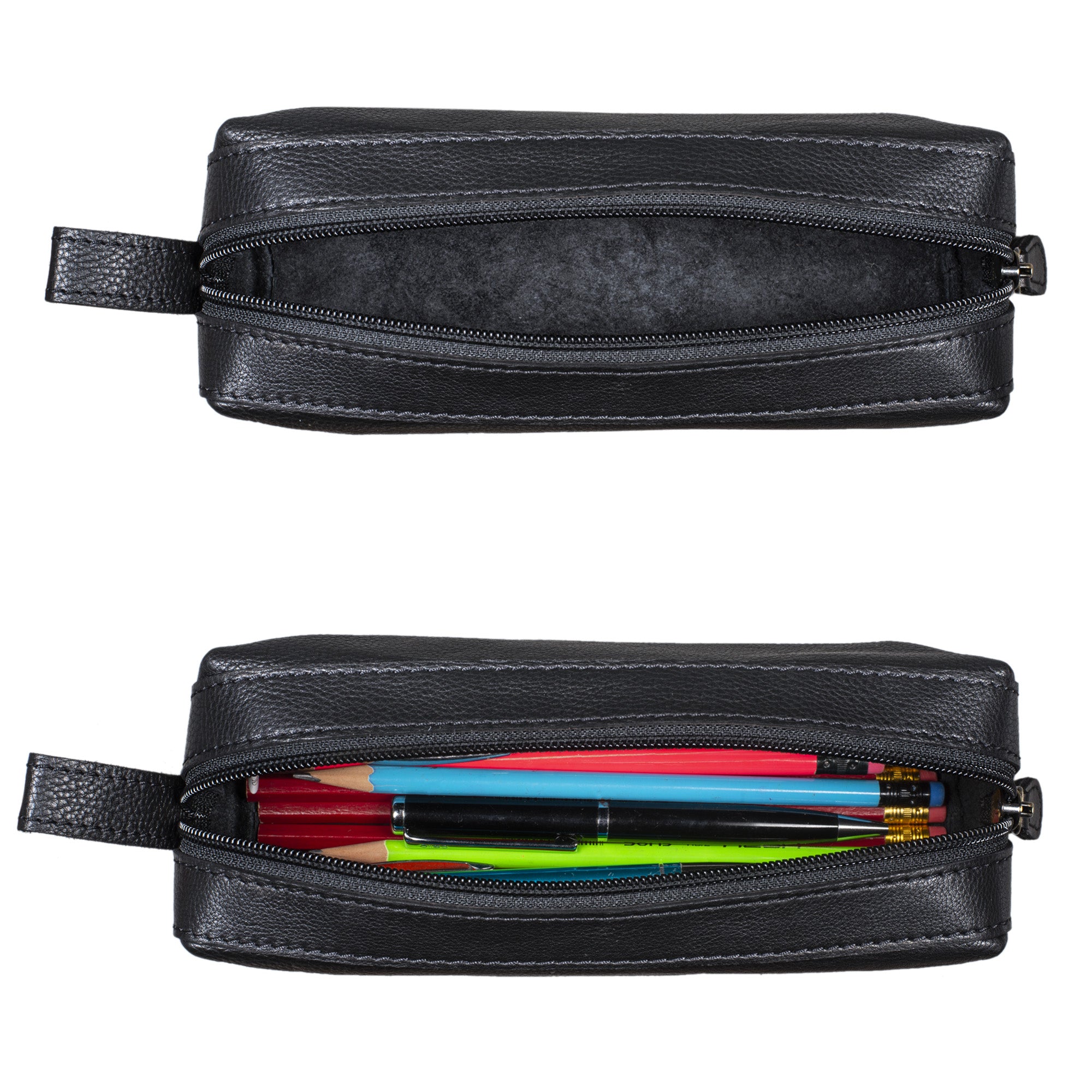 Etui für Buntstifte Leder schwarz