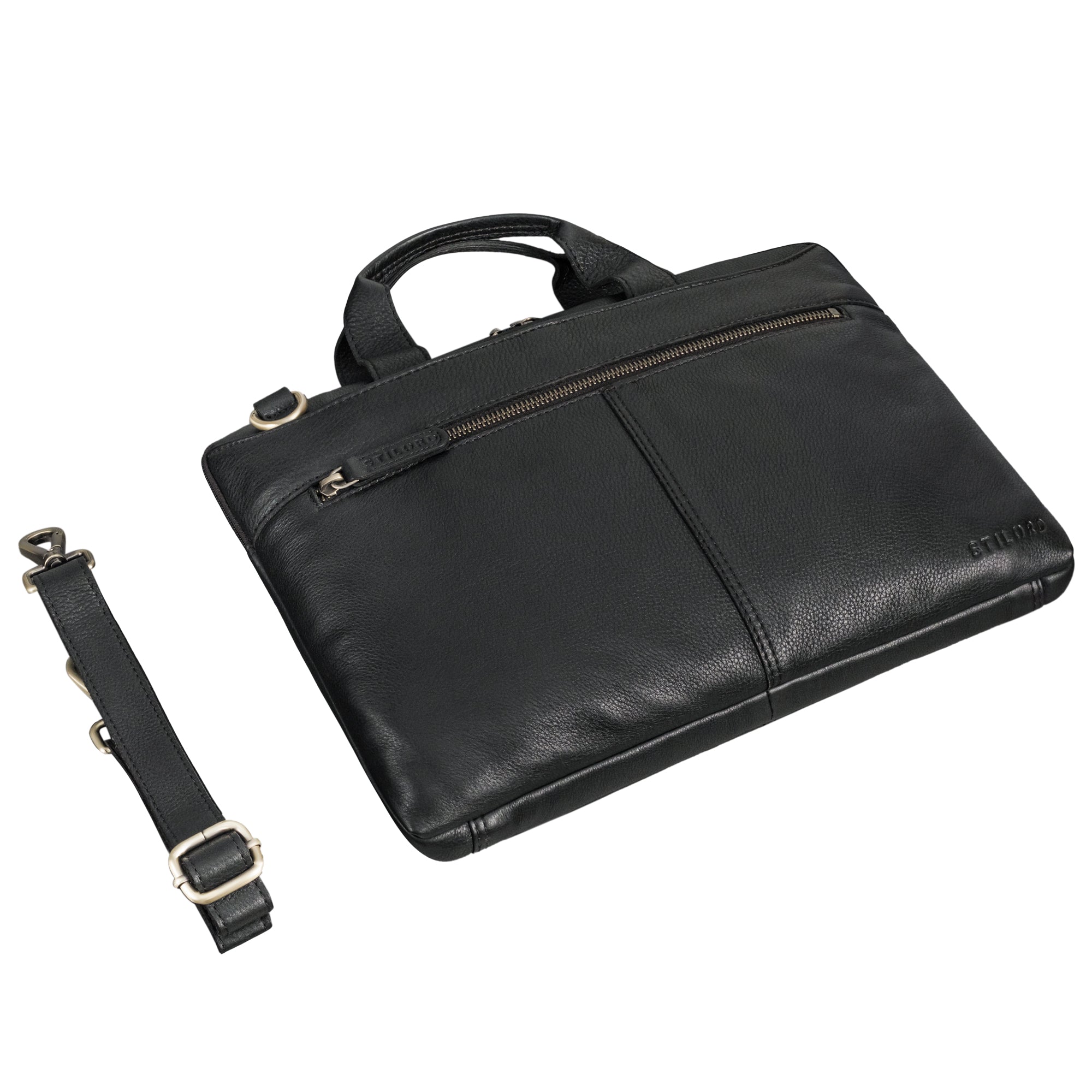 schwarze Laptoptasche aus Leder für Herren