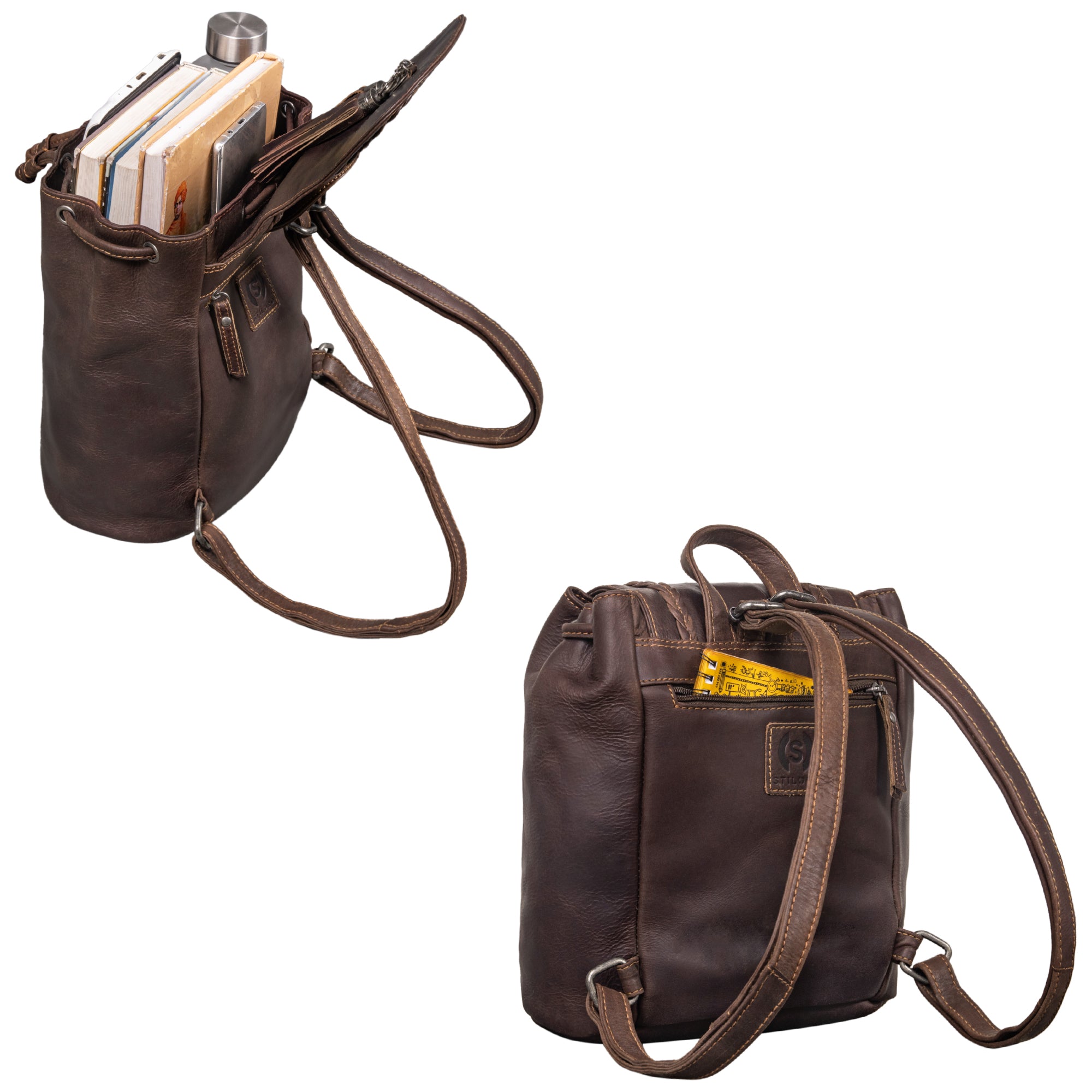 Brauner Leder Rucksack Vintage