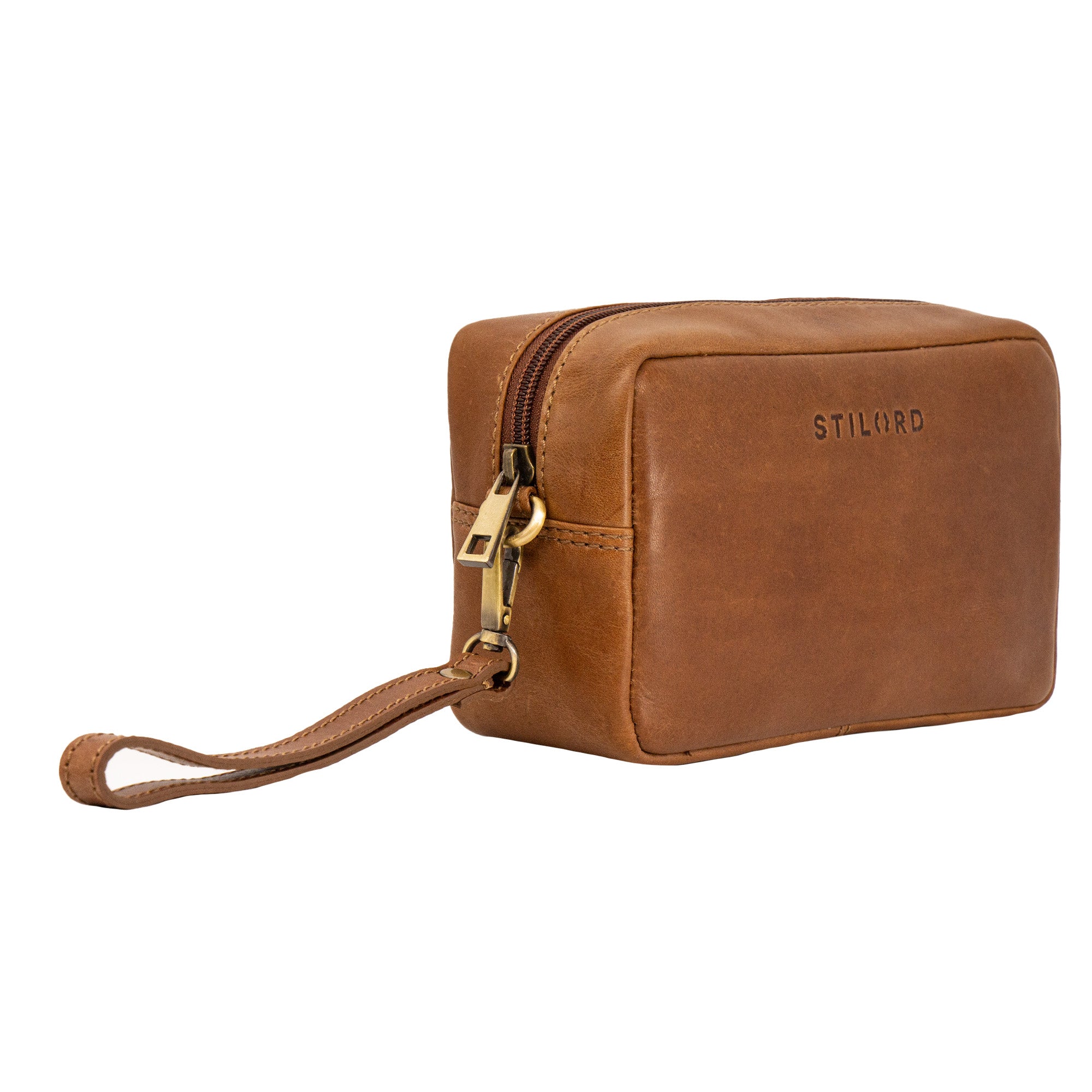 Herren Ledertasche Handgelenk Echtleder braun