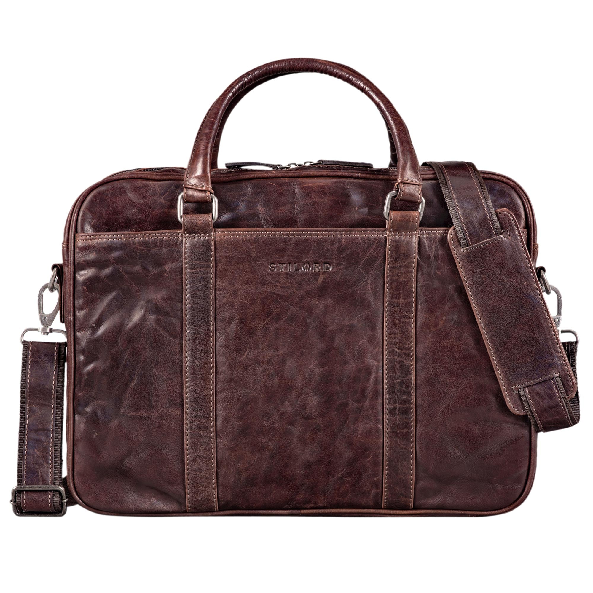 Businesstasche für Notebook 15.6 Zoll Leder dunkelbraun