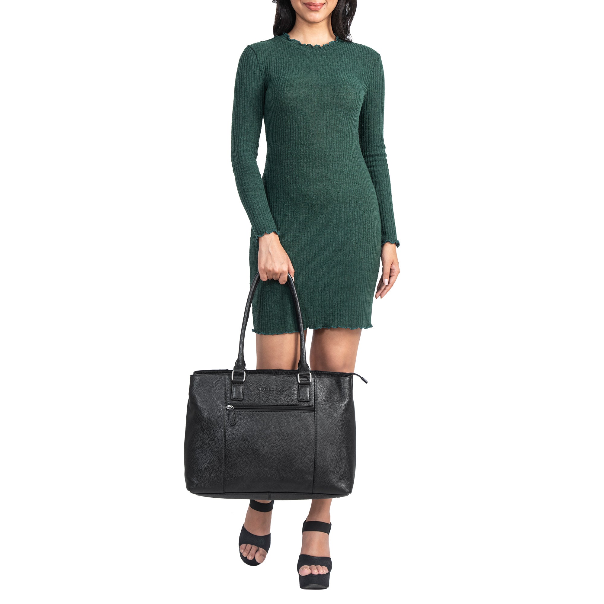 Schwarze Ledertasche Damen groß 