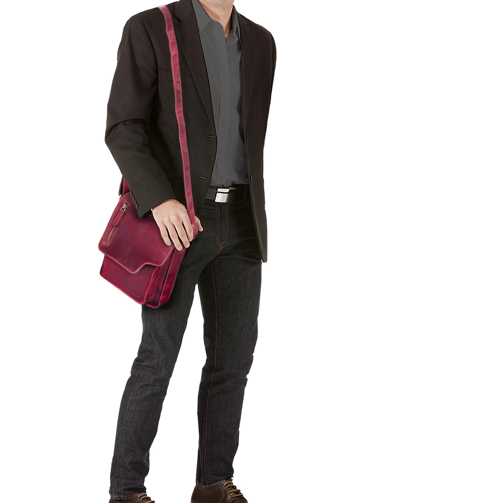 Herrentasche mit Schultergurt Leder