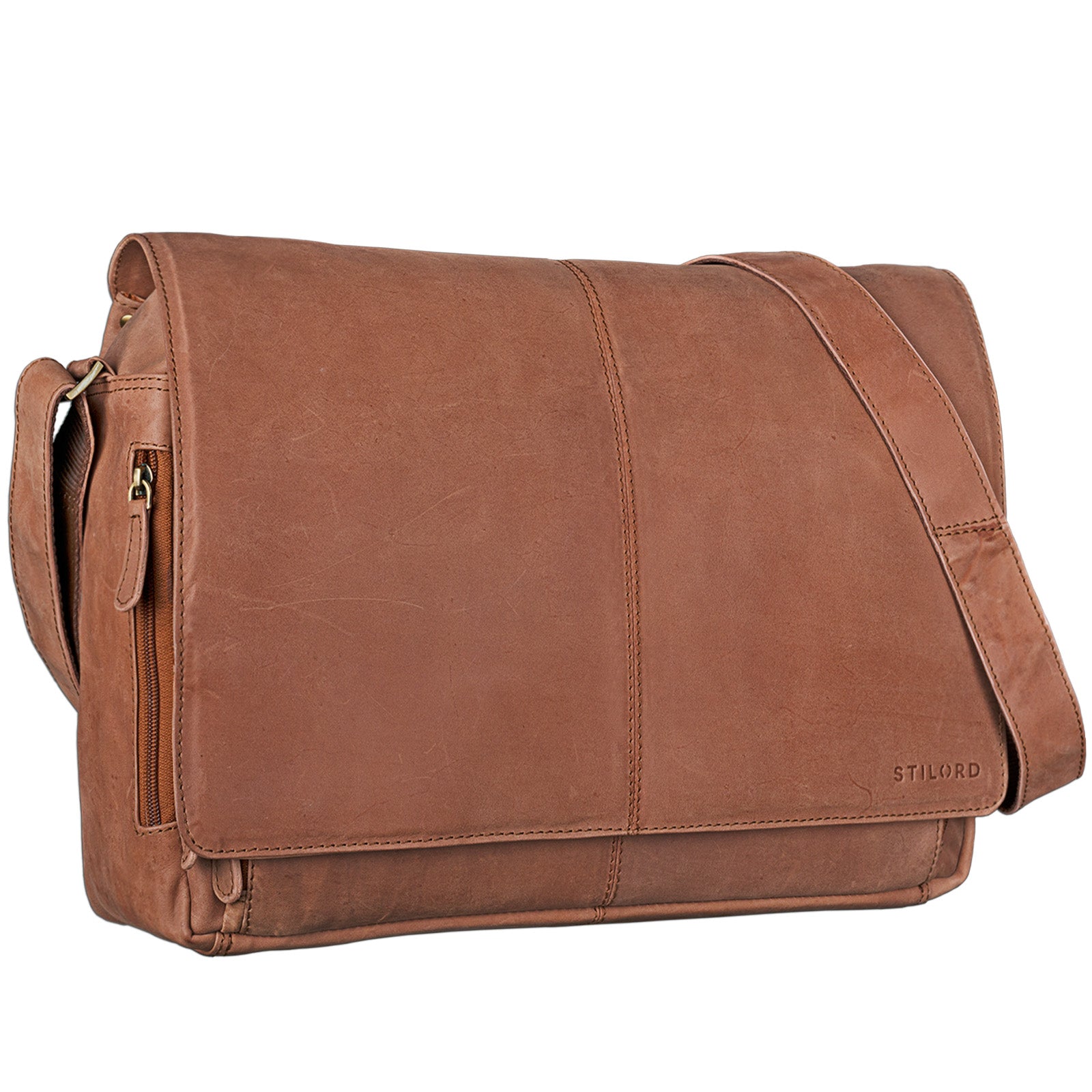 Leder Messenger Bag hellbraun