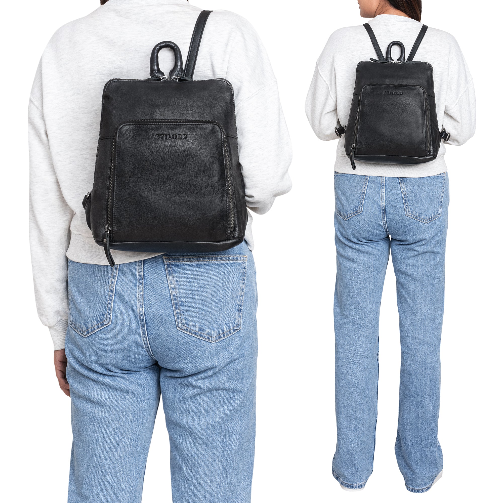schwarzer Rucksack Damen kompakt