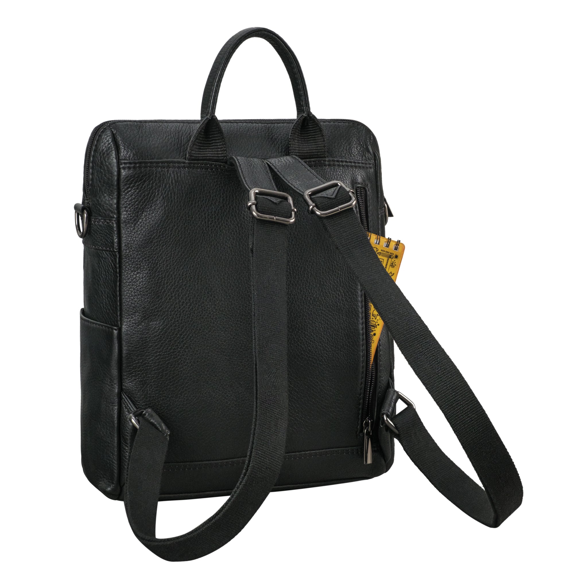 Leder Rucksack Damen schwarz