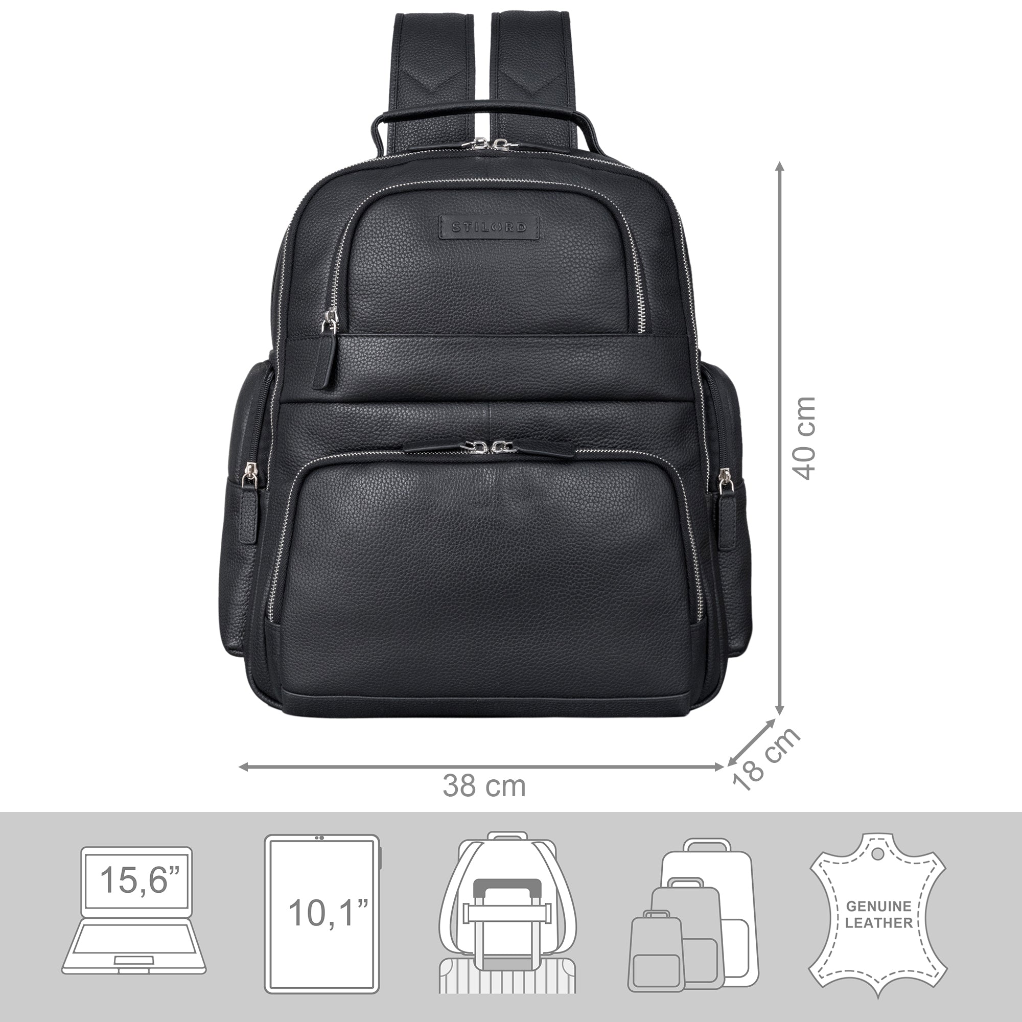 Echtleder Rucksack Herren Vintage Leder schwarz