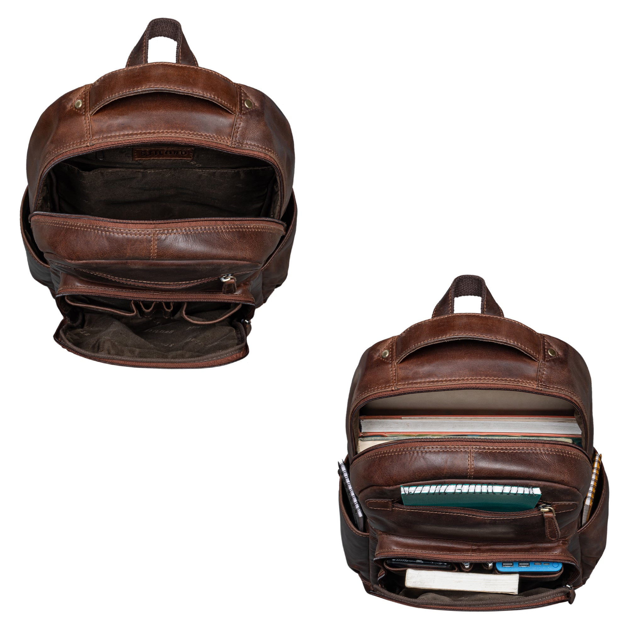 Leder Tagesrucksack dunkel braun