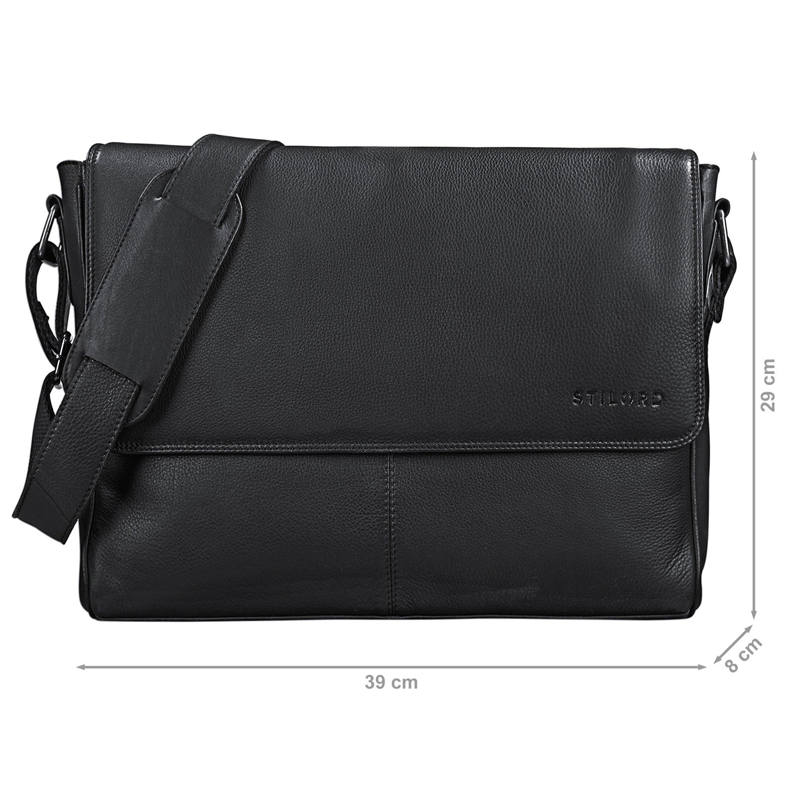 Schwarze Ledertasche zum Umhängen