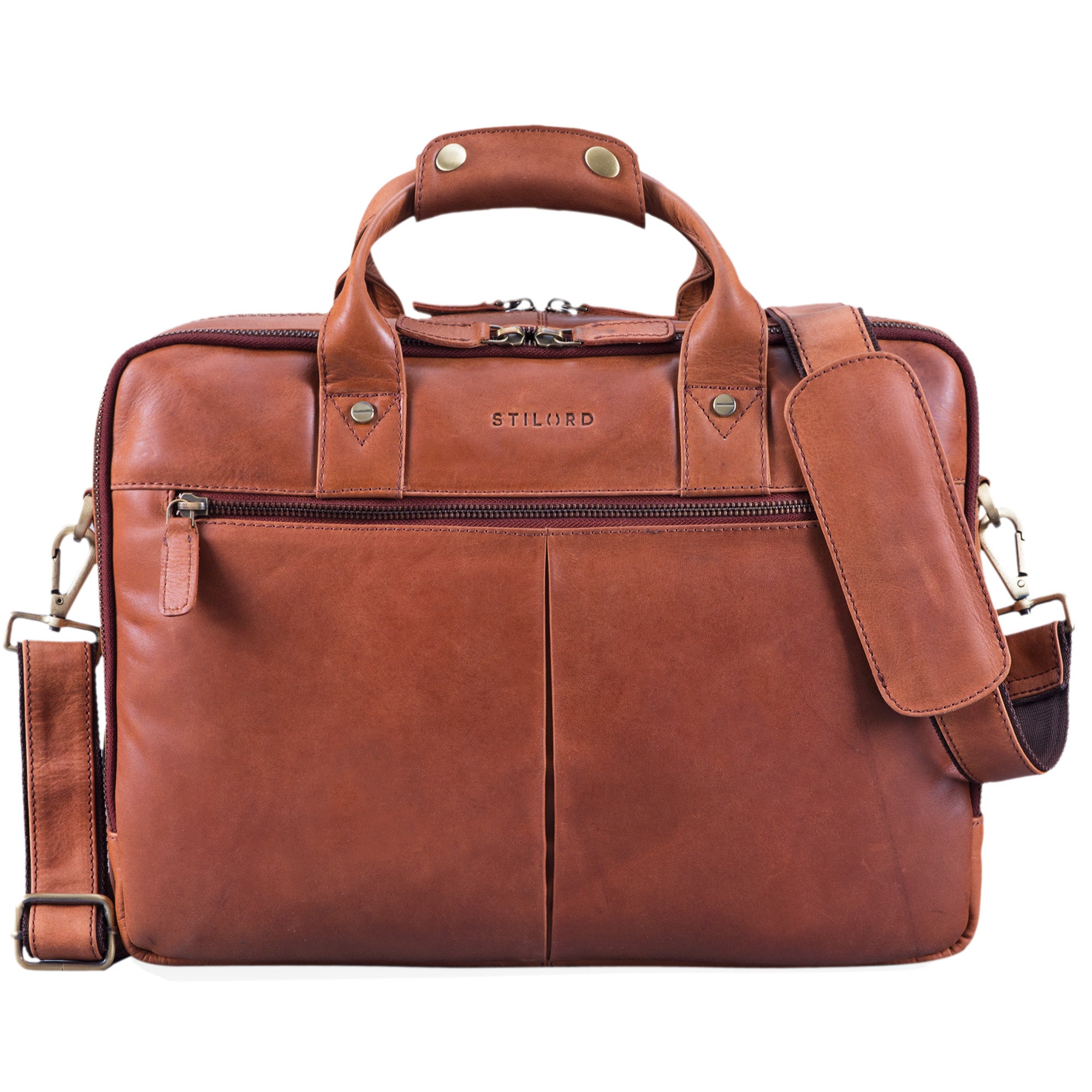 cognac braune Aktentasche Leder