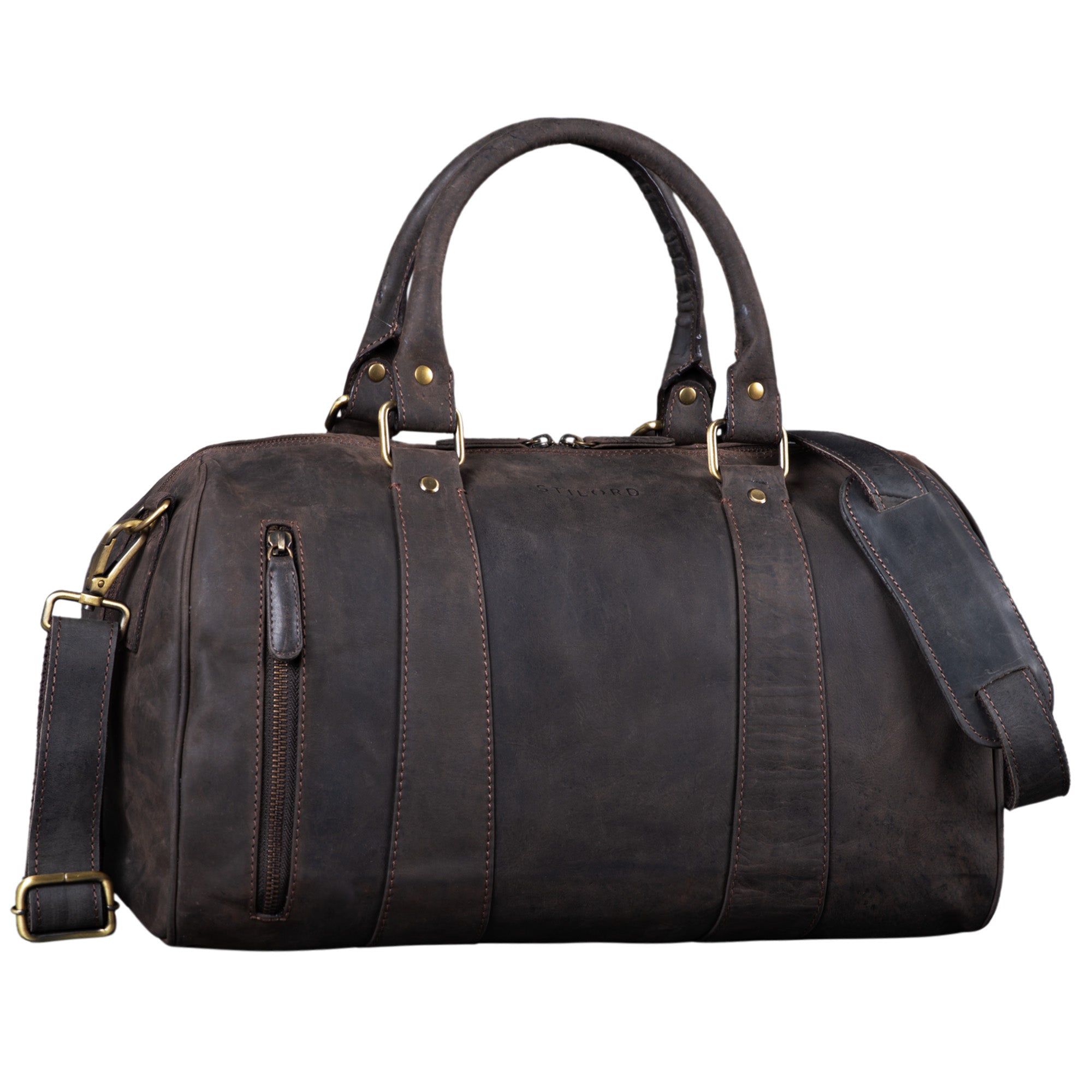 Vintage Leder Weekender dunkelbraun