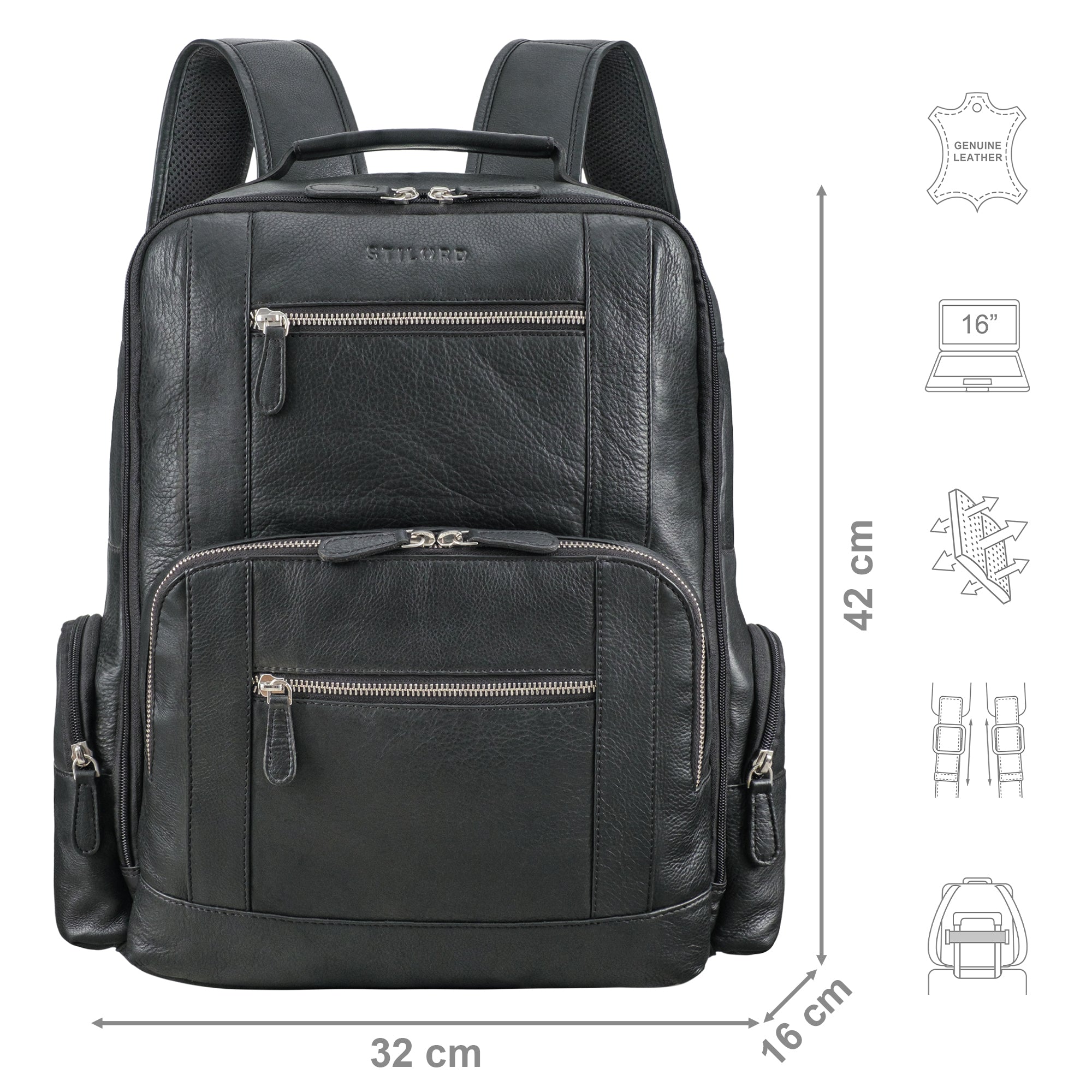 Schwarzer Lederrucksack Herren