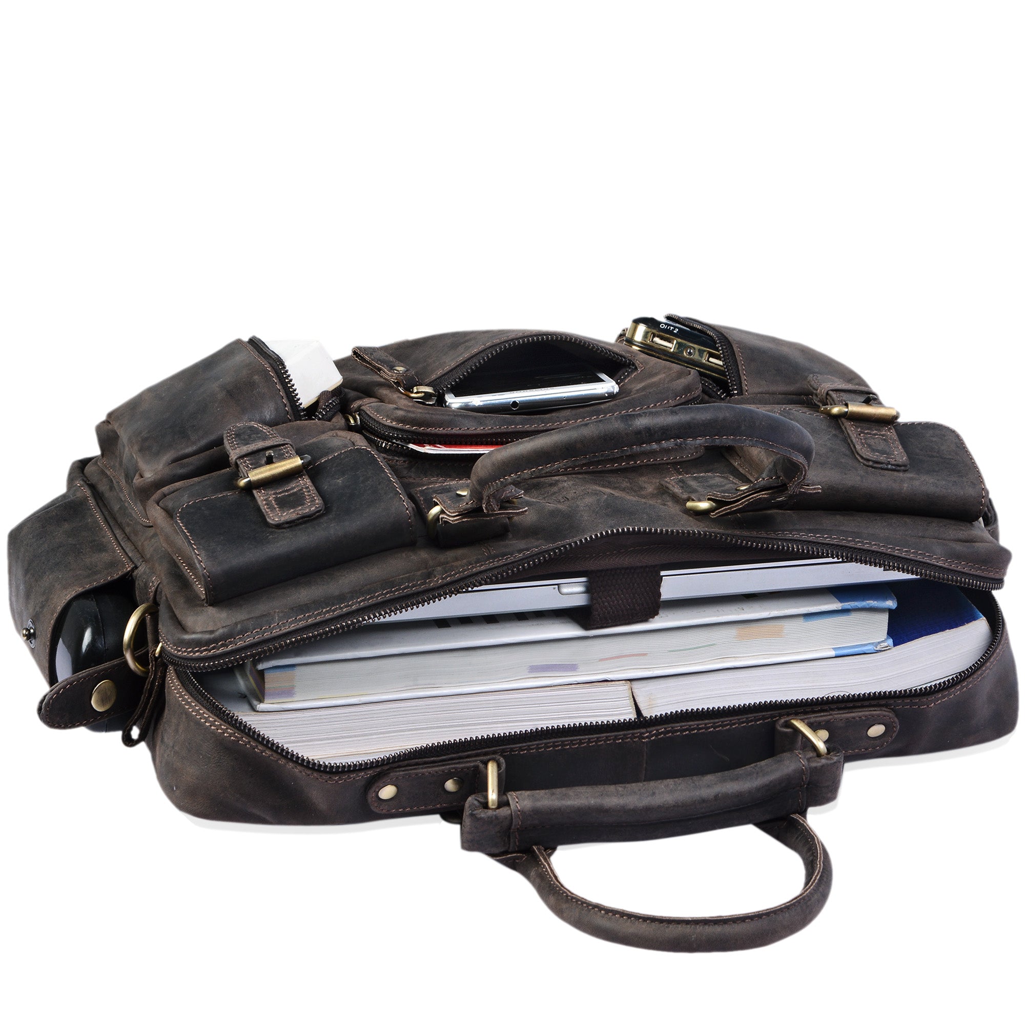 Lehrertasche Leder groß dunkelbraun