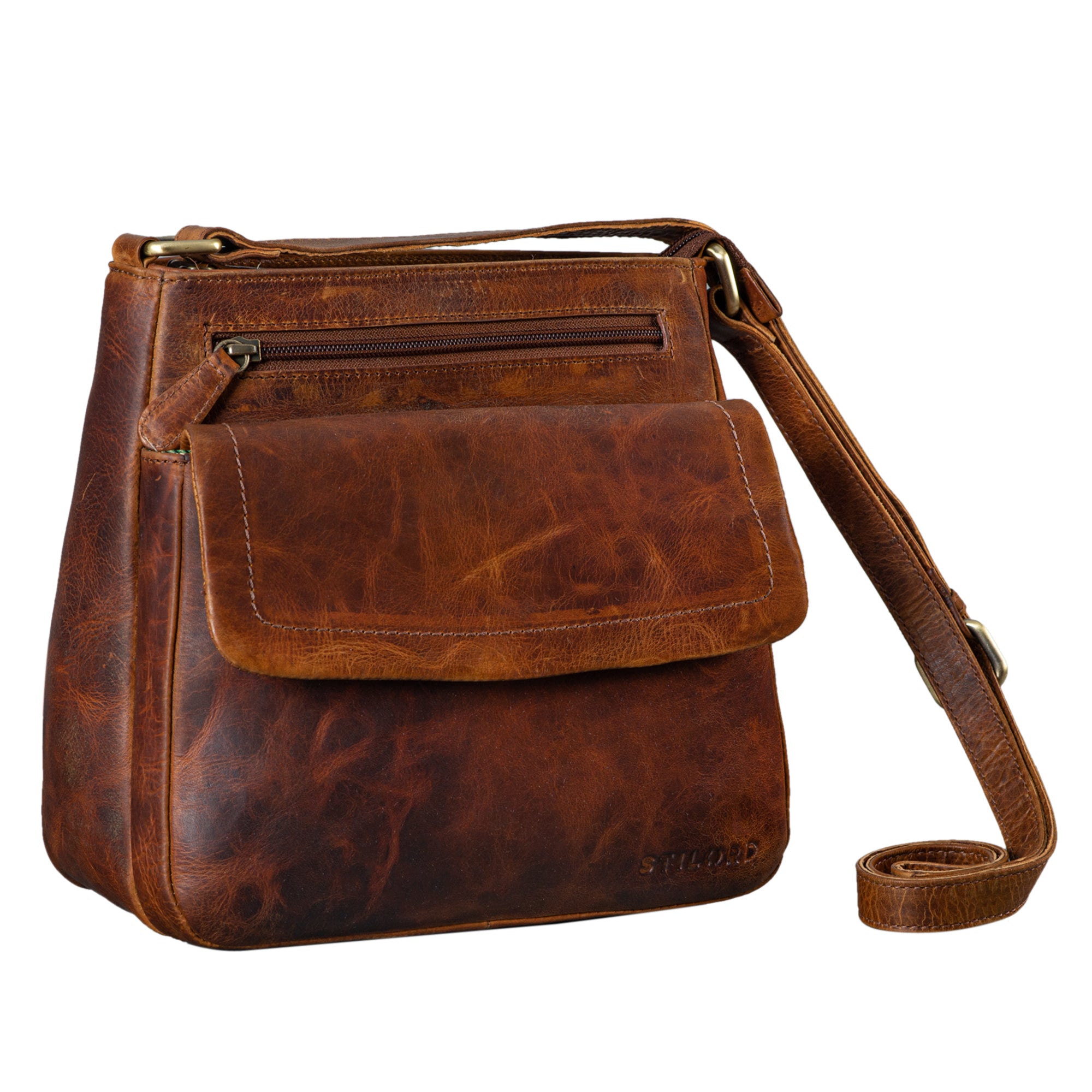 braune Umhängetasche Leder Damen