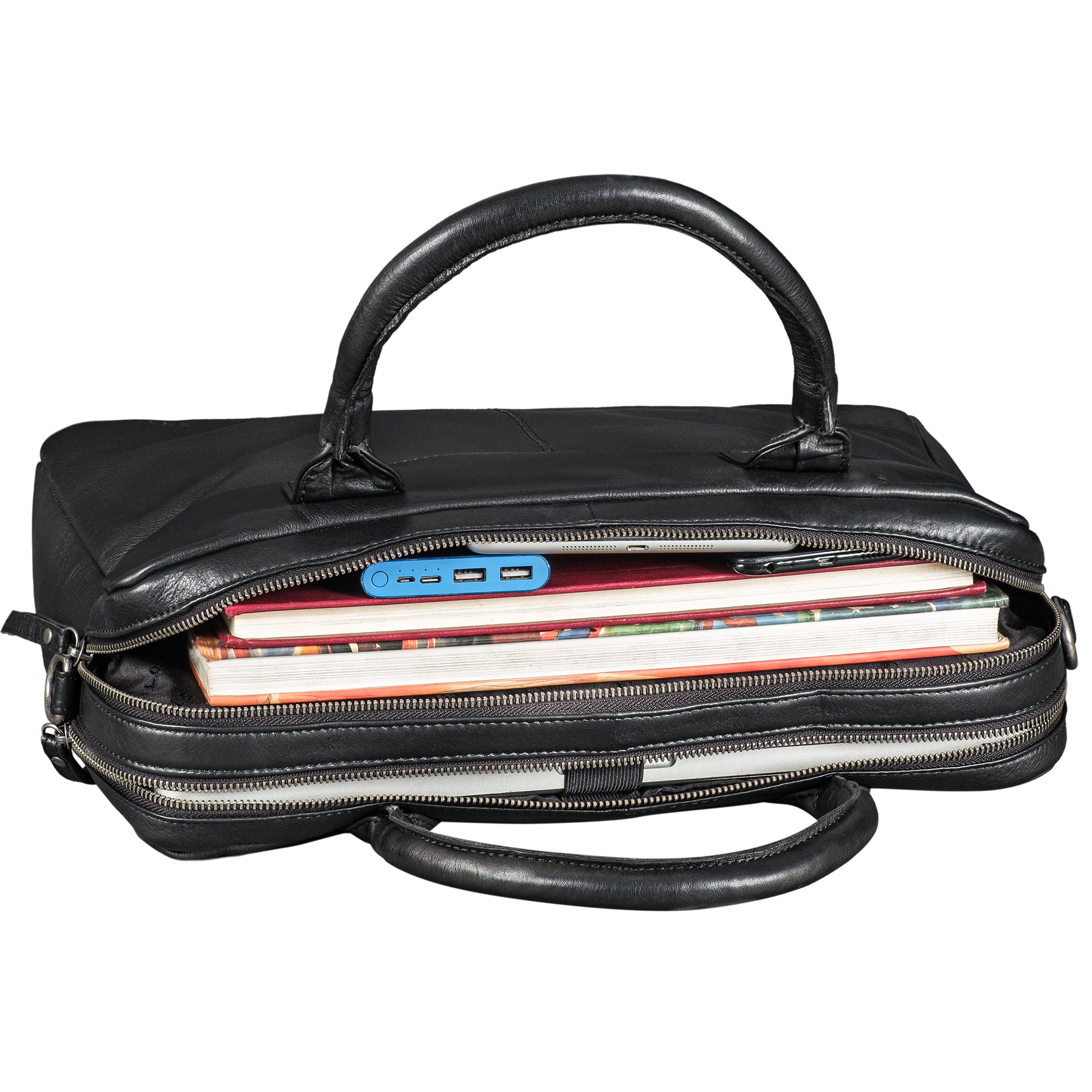 Edle Ledertasche, schwarze Aktentasche