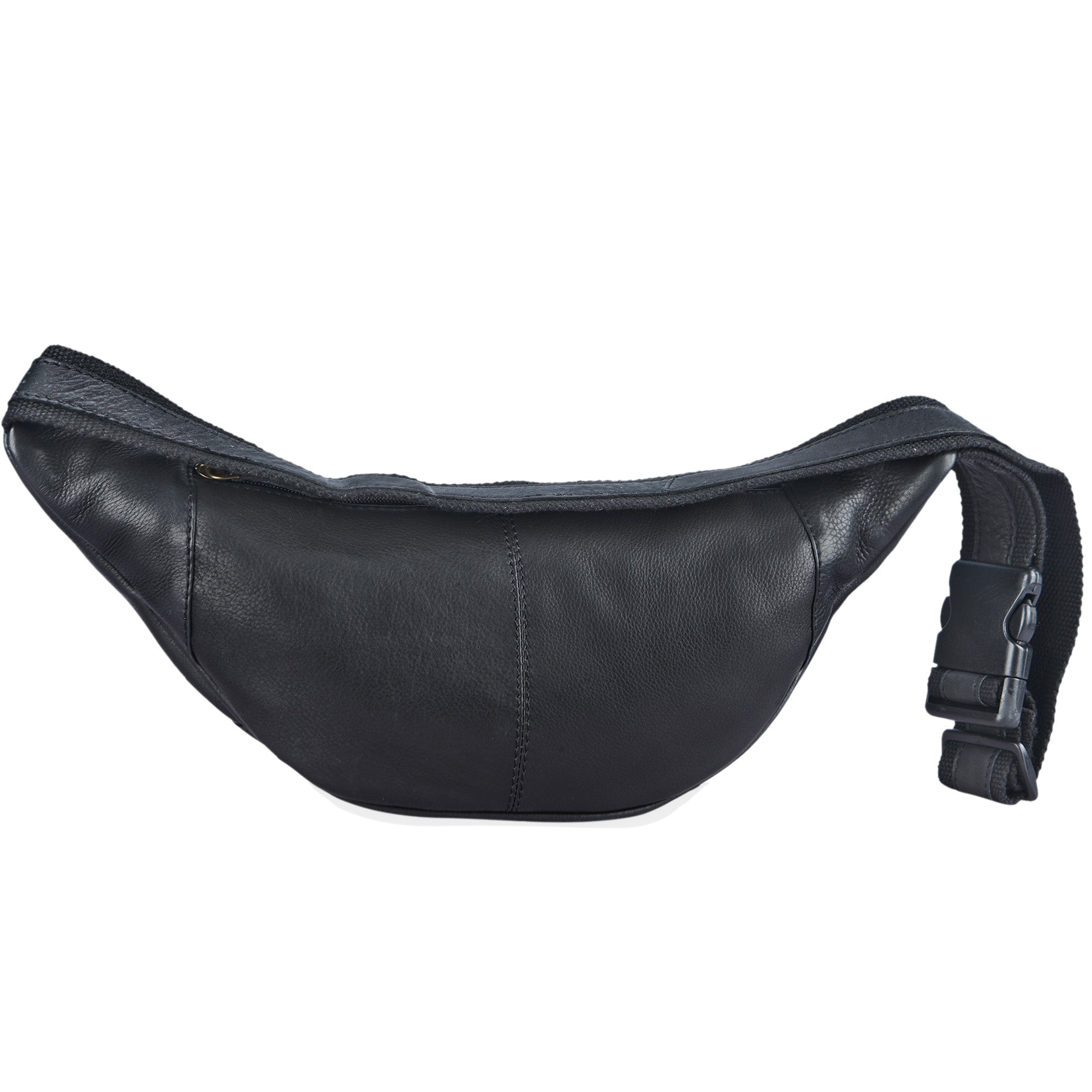 große Ledergürteltasche elegant XL Reißverschluss schwarz