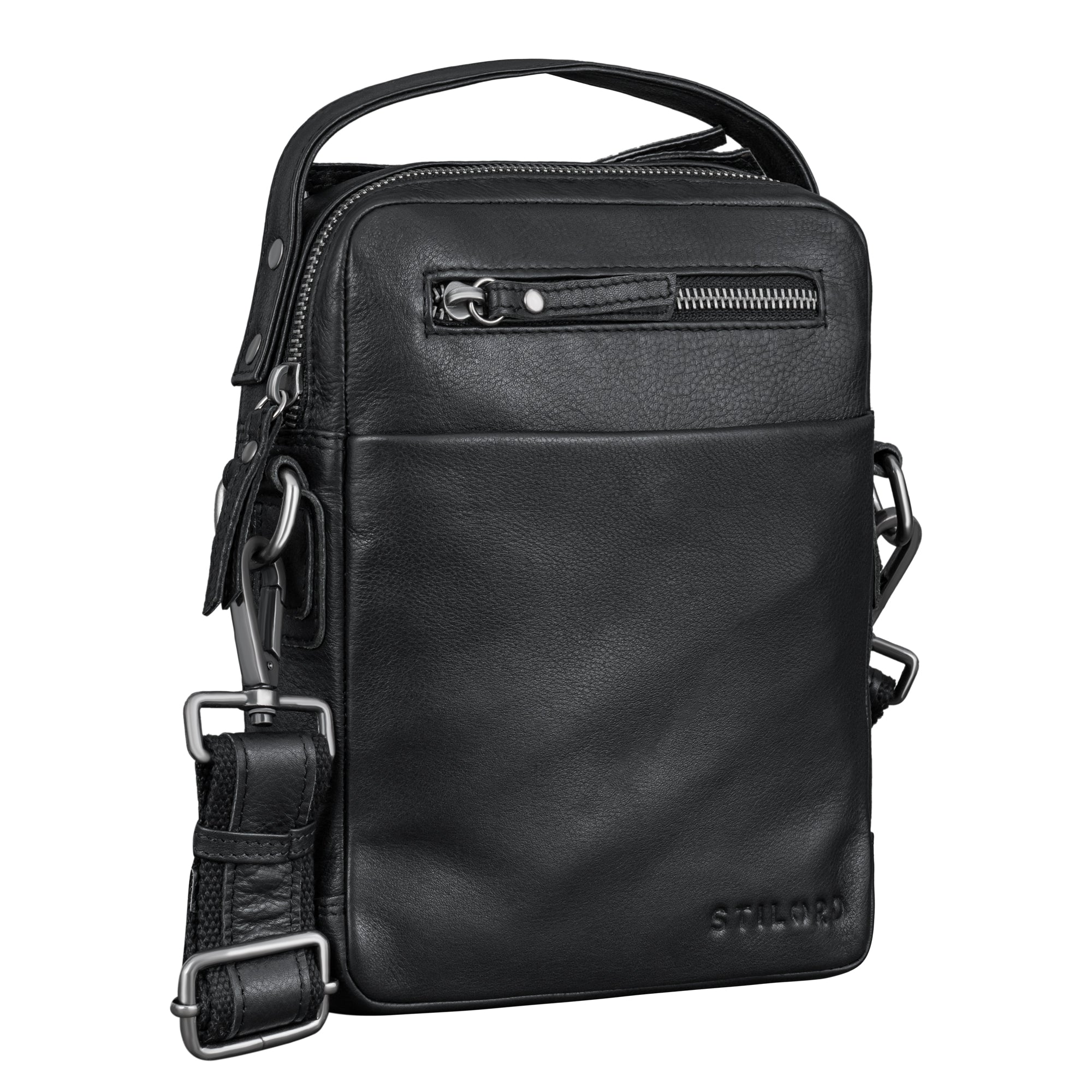 echt leder herrentasche zum umhängen schwarz
